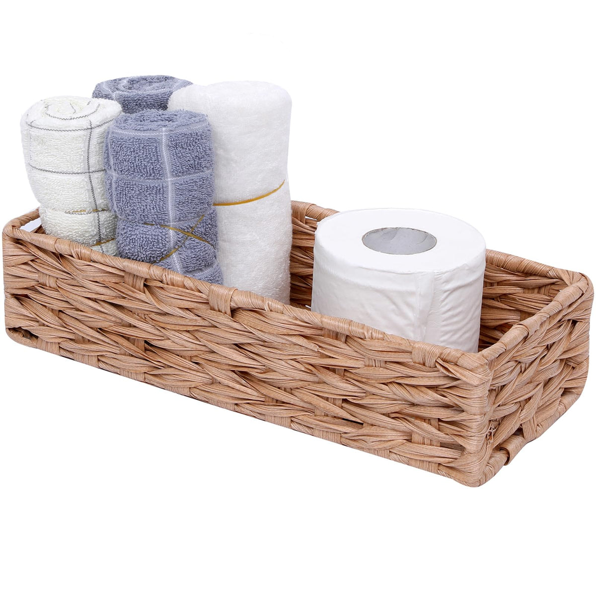 Bathroom Decor Box Toilet Tank Basket Woven Tissue Holder Box Toilet Paper Holder Basket Toilet Paper Tank-Handmade Woven Office