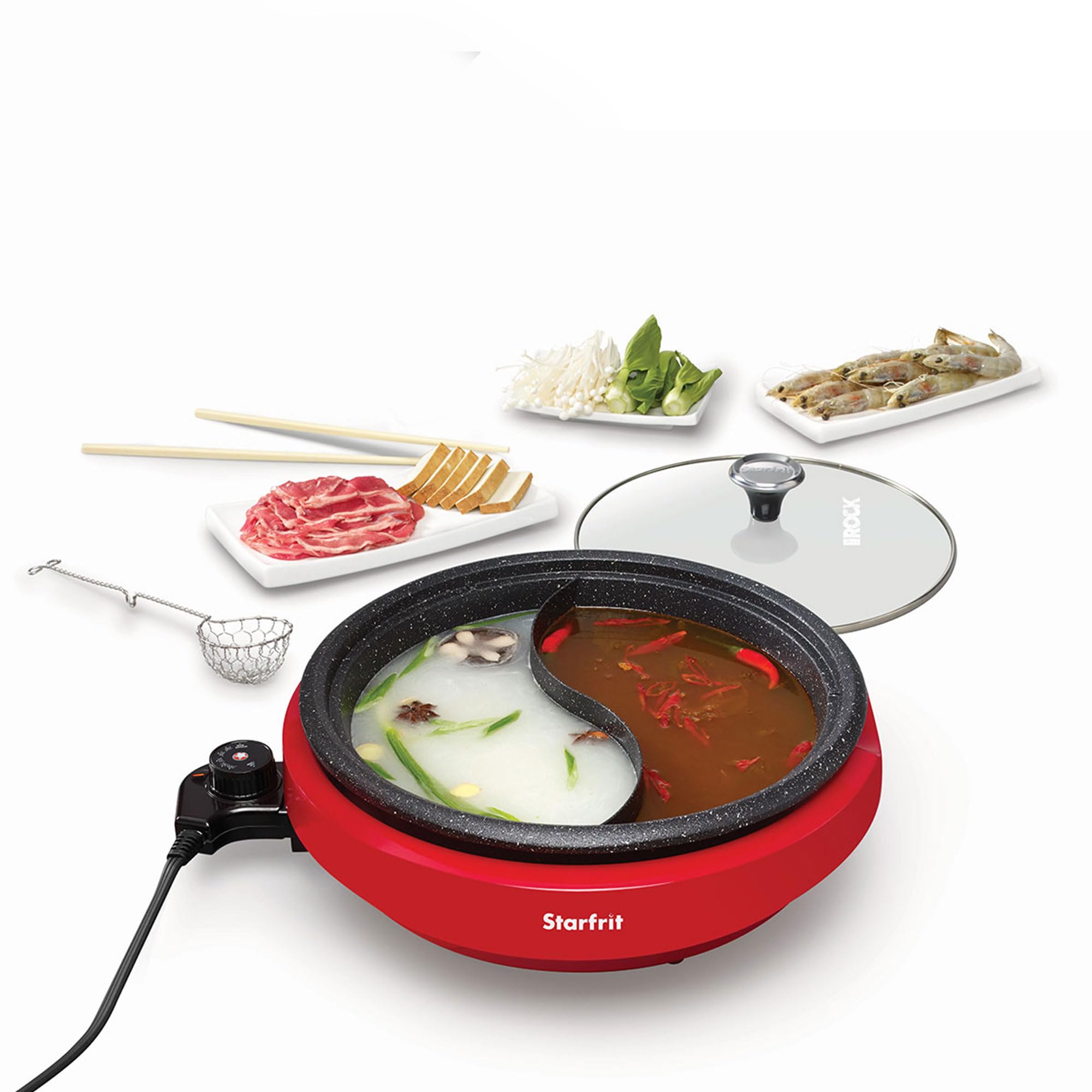 Starfrit 0244250020000 THE ROCK by Starfrit DualSided 3.2Quart Electric Hot Pot