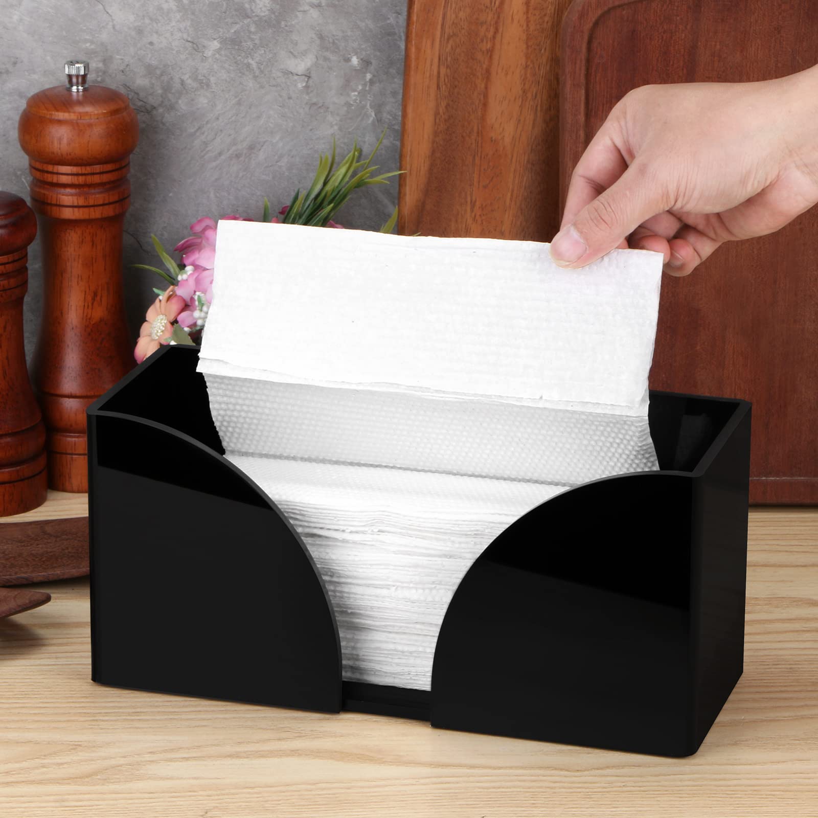2Pack Paper Towel Dispenser Countertop Black Acrylic Paper Towel Holder For Bathroom Folded Paper Towel Dispenser Clear Trifold