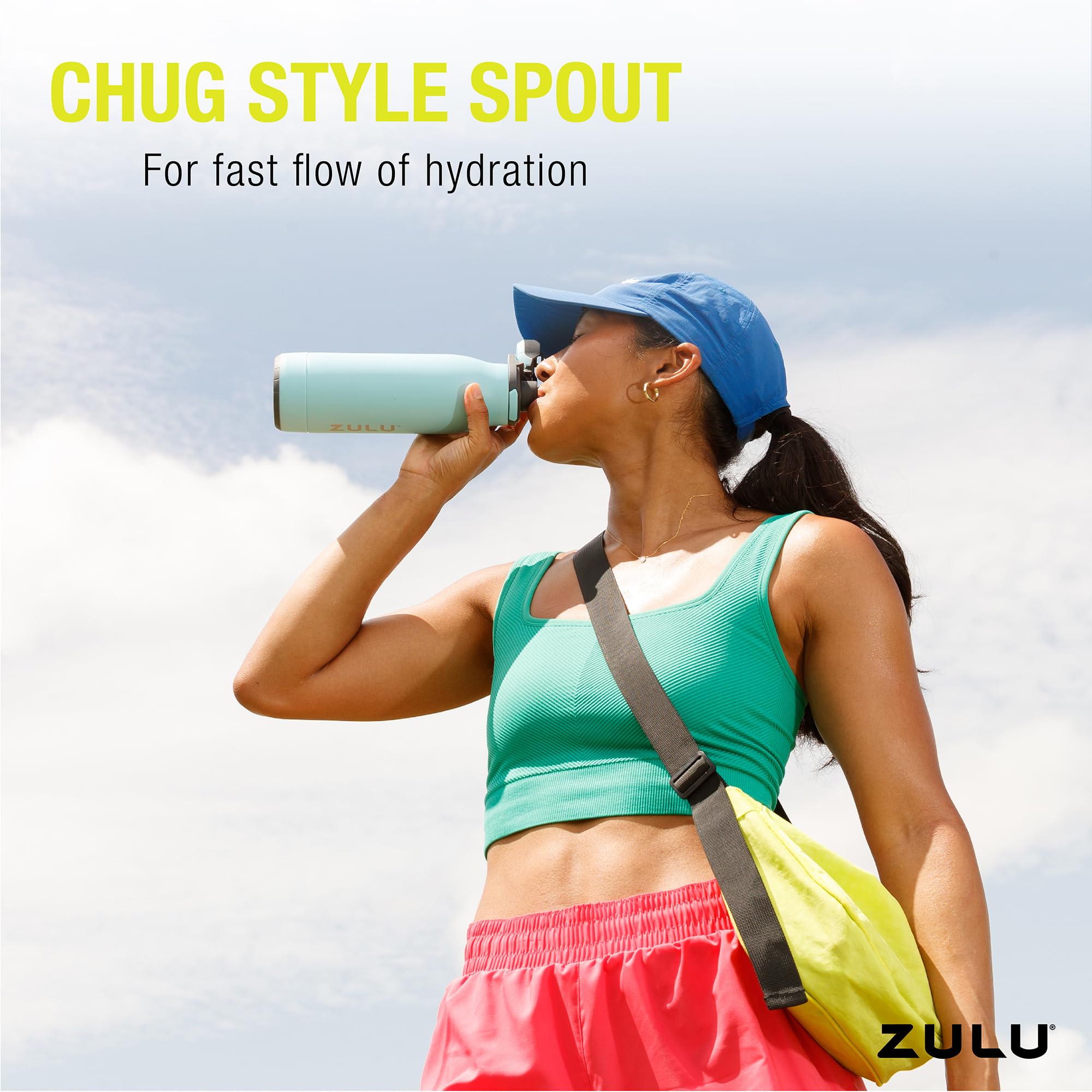 Zulu Ace 18Oz Vacuum Insulated Stainless Steel Water Bottle With Chug Spout, Leak-Proof Locking Lid And Removable Base For Schoo