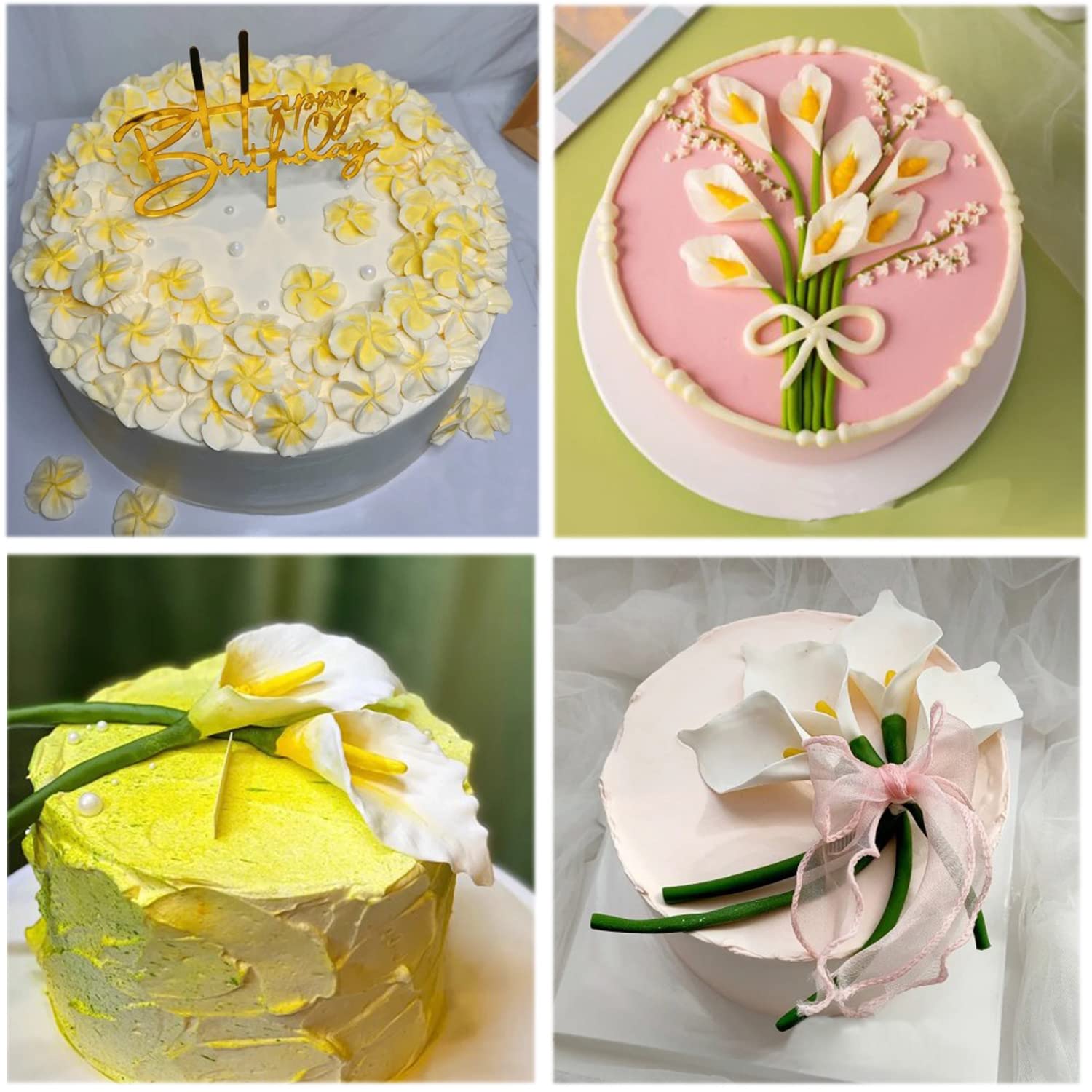 Sijiangmold Chrysanthemum Flower Silicone Molds Plumeria Flower Fondant Molds Daisy Flower Calla Lily Mold For Cupcake Topper Ca