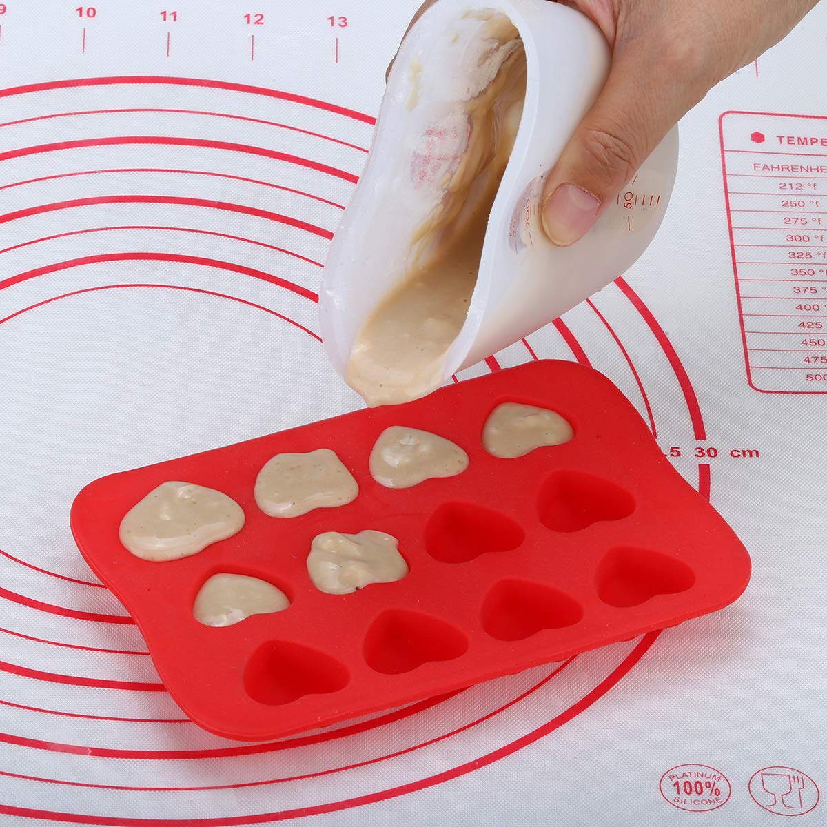 Szxc Silicone Flexible Measuring Cups Set For Epoxy Resin, Butter, Chocolate & More - 2 Cup + 1 Cup - Melt Stir Squeeze & Pour -