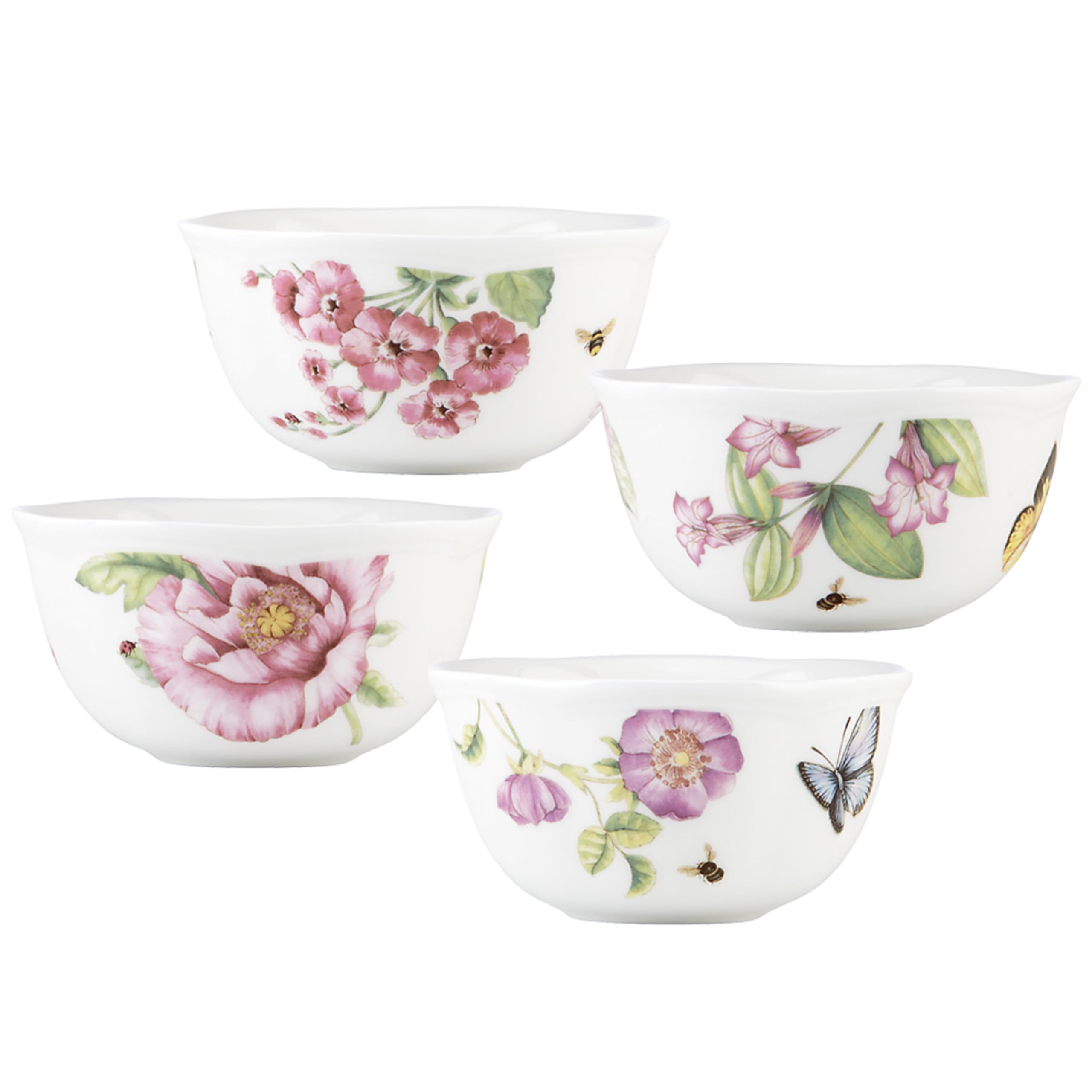 Lenox Butterfly Meadow Bloom 4Pc Dessert Bowl Set Pink