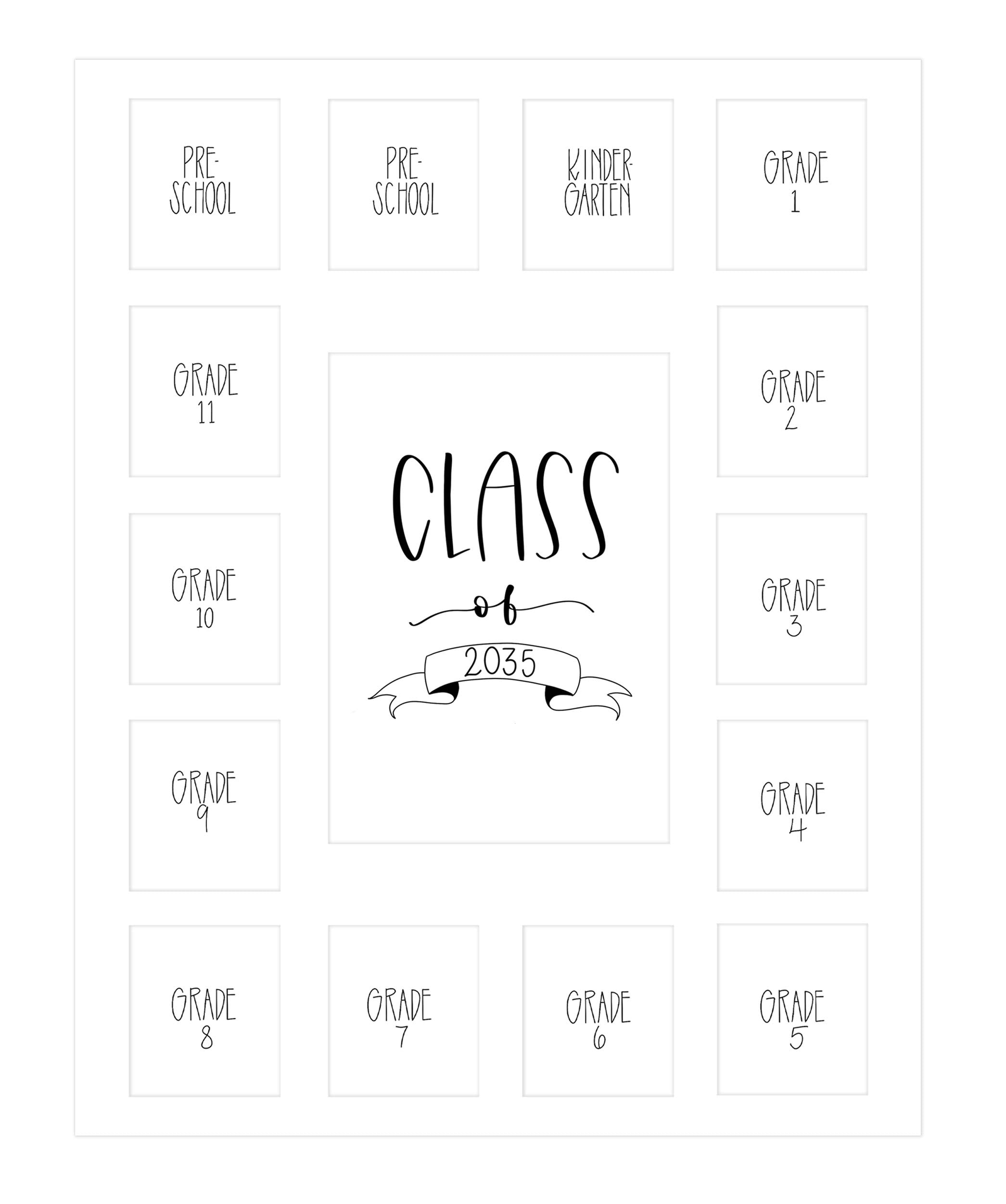RRD Class of 2035 Photo Mat (11    x 14   ) - Photo Collage Picture Frames Mat for School Pictures - School Picture Frame Pre-K 