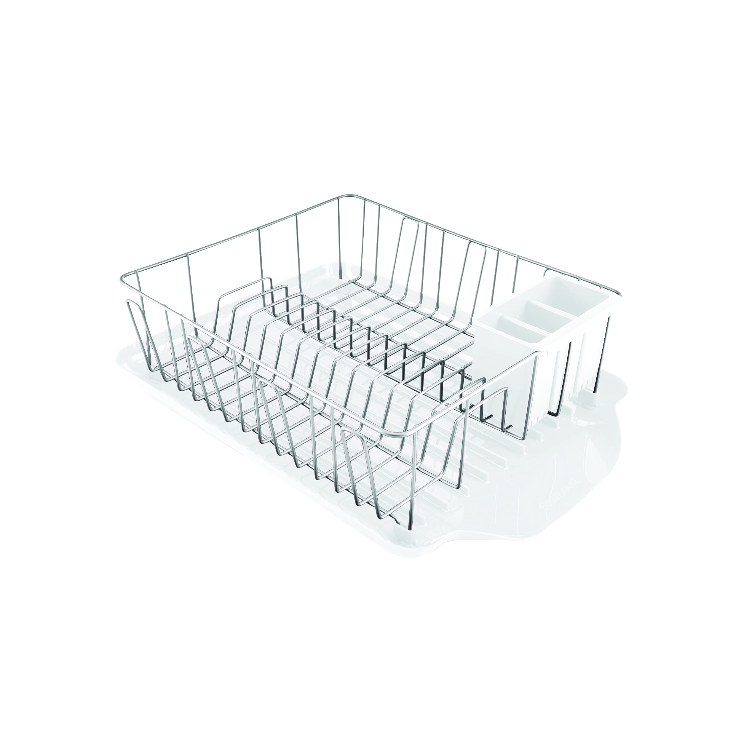 Farberware Classic Large Dishrack, Rust Resistant with Removable Flatware Caddy, 3-Piece, White, Model 5290287