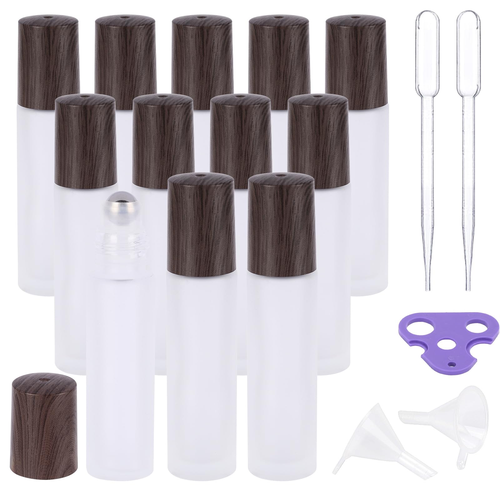 Tbestmax 12 Pcs 10 ml Glass Roll on Bottle with Lid for Essential Oils  Refillable Clear Perfume Sample Bottles with Stainless Steel Roller Ball