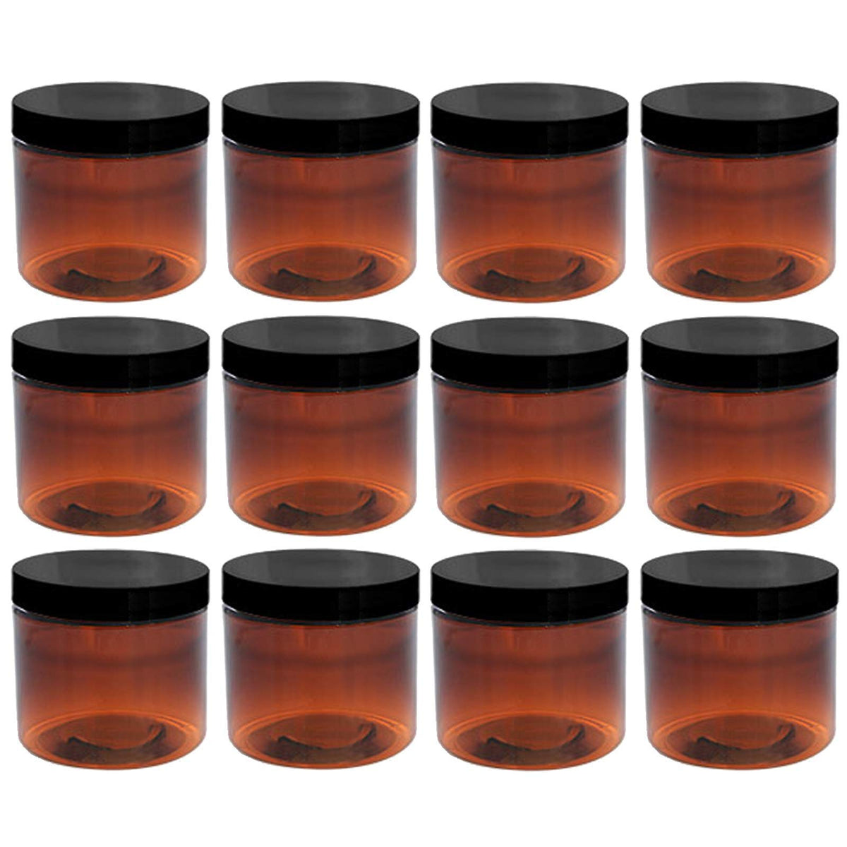 Aromine 4Oz Amber Plastic Jars With Blank Labels (Bpa Free Pet Plastic) (12 Count)