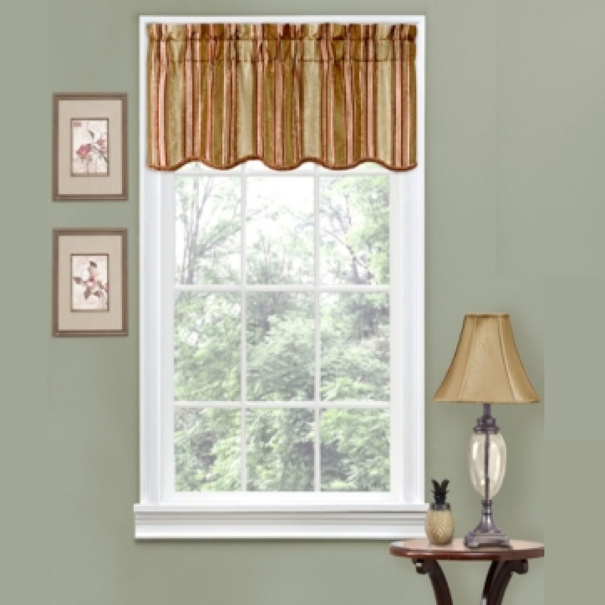 Waverly Traditions Stripe Ensemble Rod Pocket Valance for Windows in Bedroom, Kitchen, or Living Room, 52 x 16, Antique
