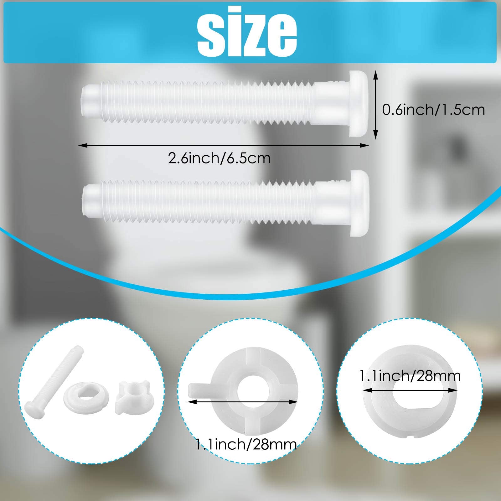 Jetec 4 Pieces Toilet Seat Screws Replacement Kit Plastic Toilet Seat Bolts Toilet Seat Hinge Bolt Screws With Plastic Nuts And