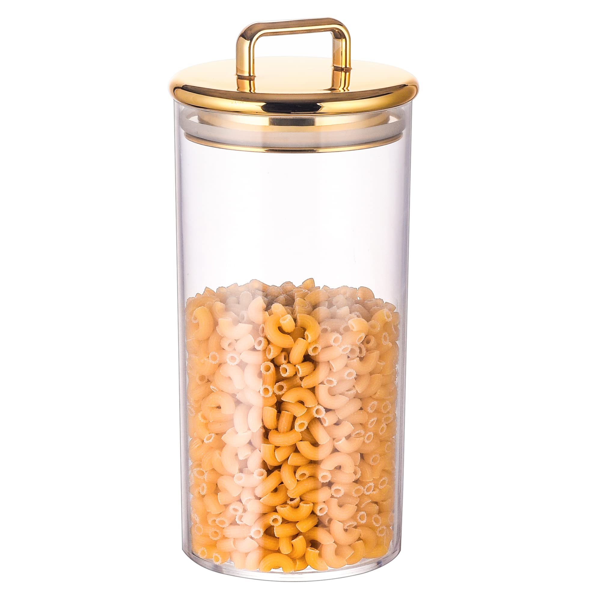 32 Oz Large Acrylic Storage Apothecary Jar With Gold Airtight Lid | Bathroom Vanity Organizer Containers | Ideal Decorative Cani