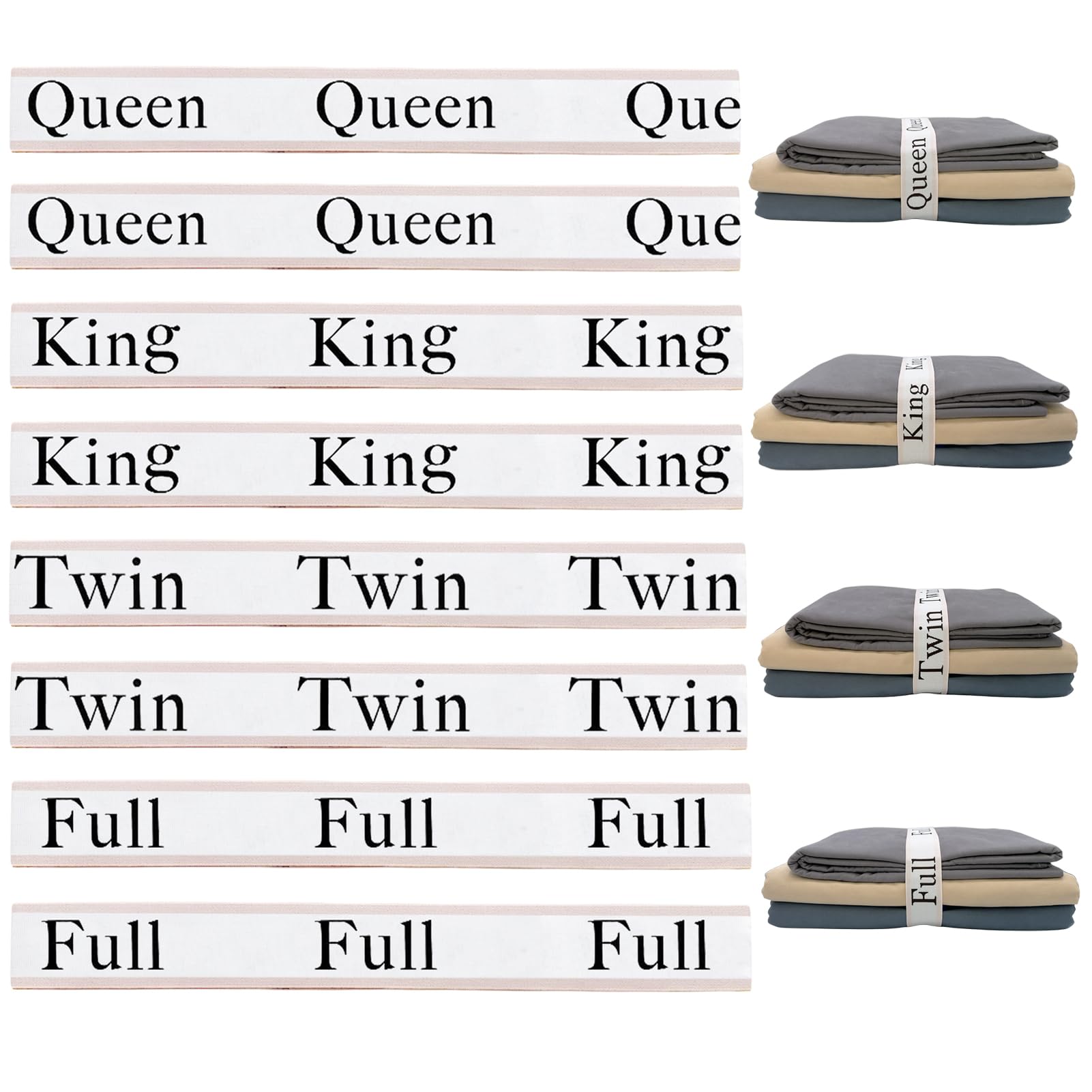 Yermivie 8 Pieces Bed Sheet Organizer Bands, Sheet Organizers And Storage Label Bands, Sheet Label For Bedding, Sheets Organizer