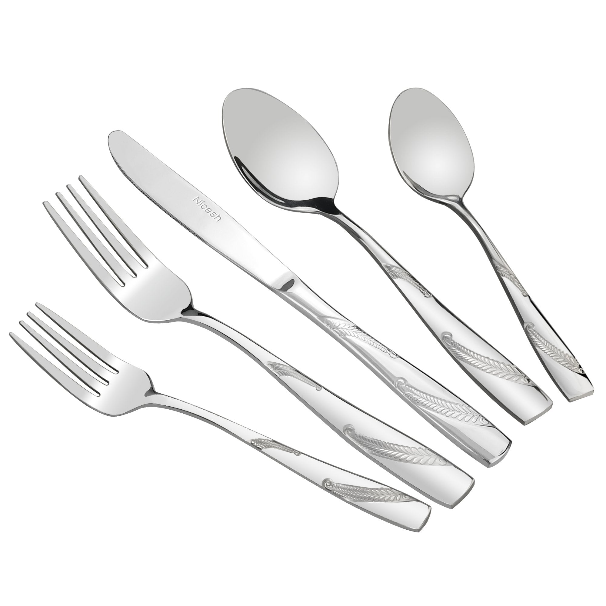 Nicesh 80-Piece Stainless Steel Flatware Set, Service For 16