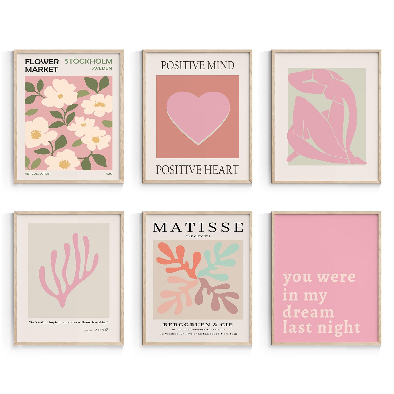 Habseligkeit Flower Market Posters Aesthetic, Matisse Abstract Wall Art Prints Danish Pastel Pink Wall Decor, Floral Wall Art Pr