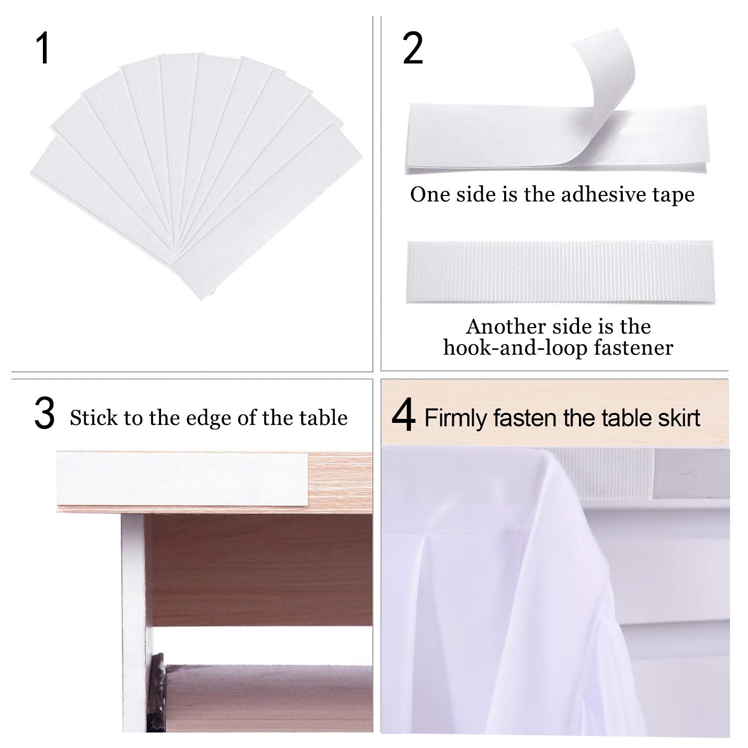 Little Funny 14ft White Table Skirts for Rectangle Tables Polyester Pleated Table Skirt Ruffle Tablecloth for Wedding Birthday Party Baby Shower Bridal Shower Banquet Table Decorations