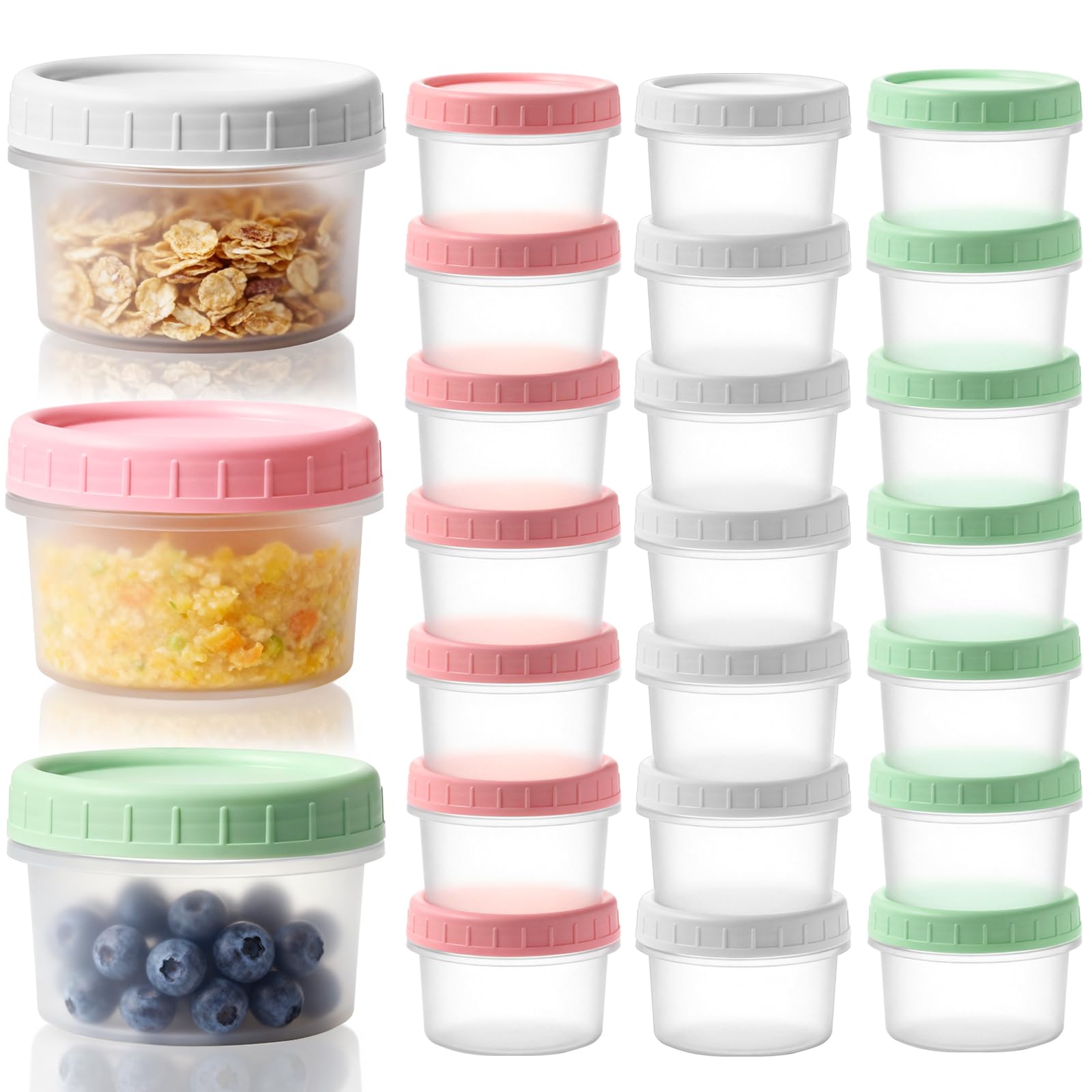 24 Pack 4 oz Small Plastic Containers with Lids, Food Storage Containers