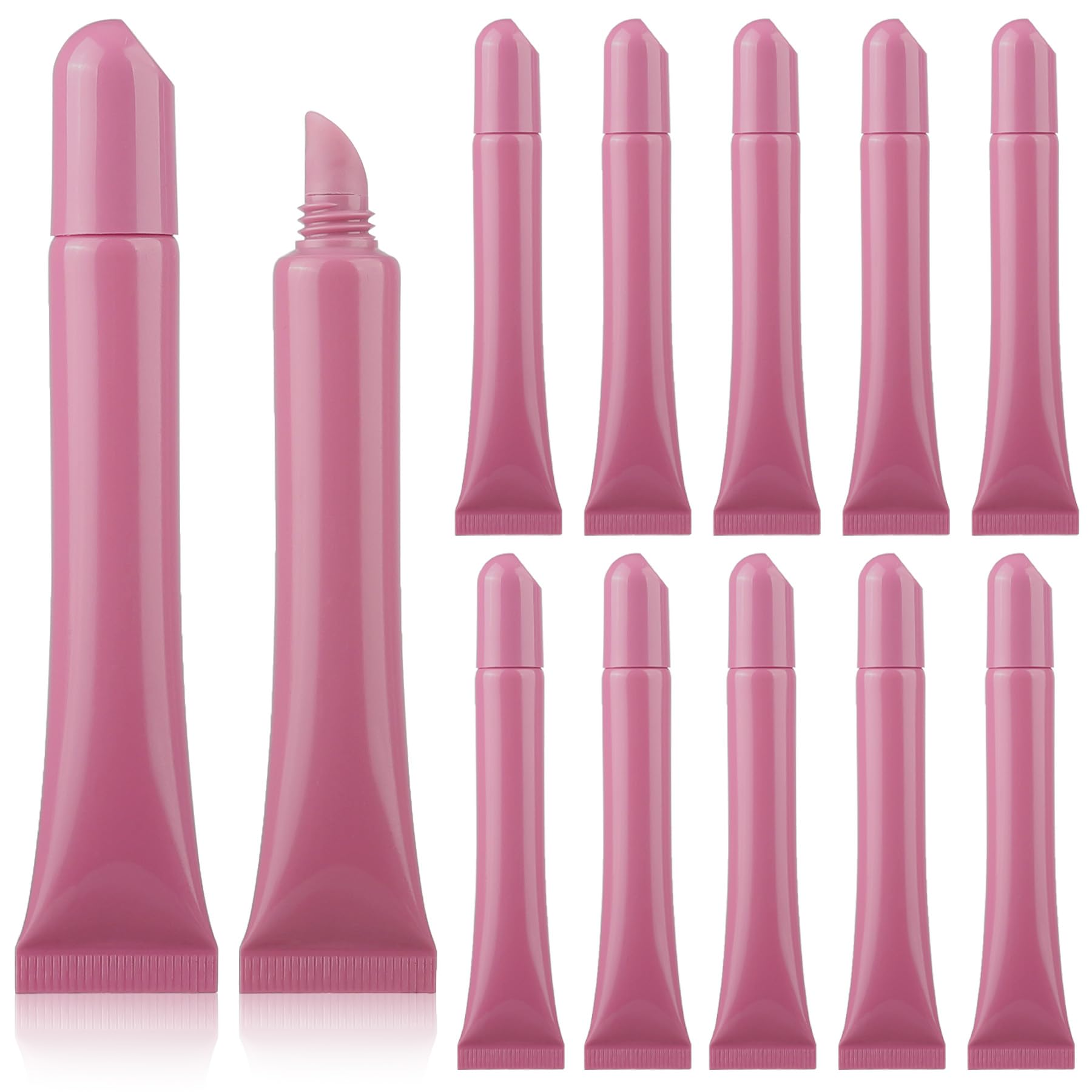 COSIDEA 10pcs Empty 10ml 0.33oz Solid color Pink Squeeze lip gloss tubes soft lipgloss bottles for refill lip oil DIY
