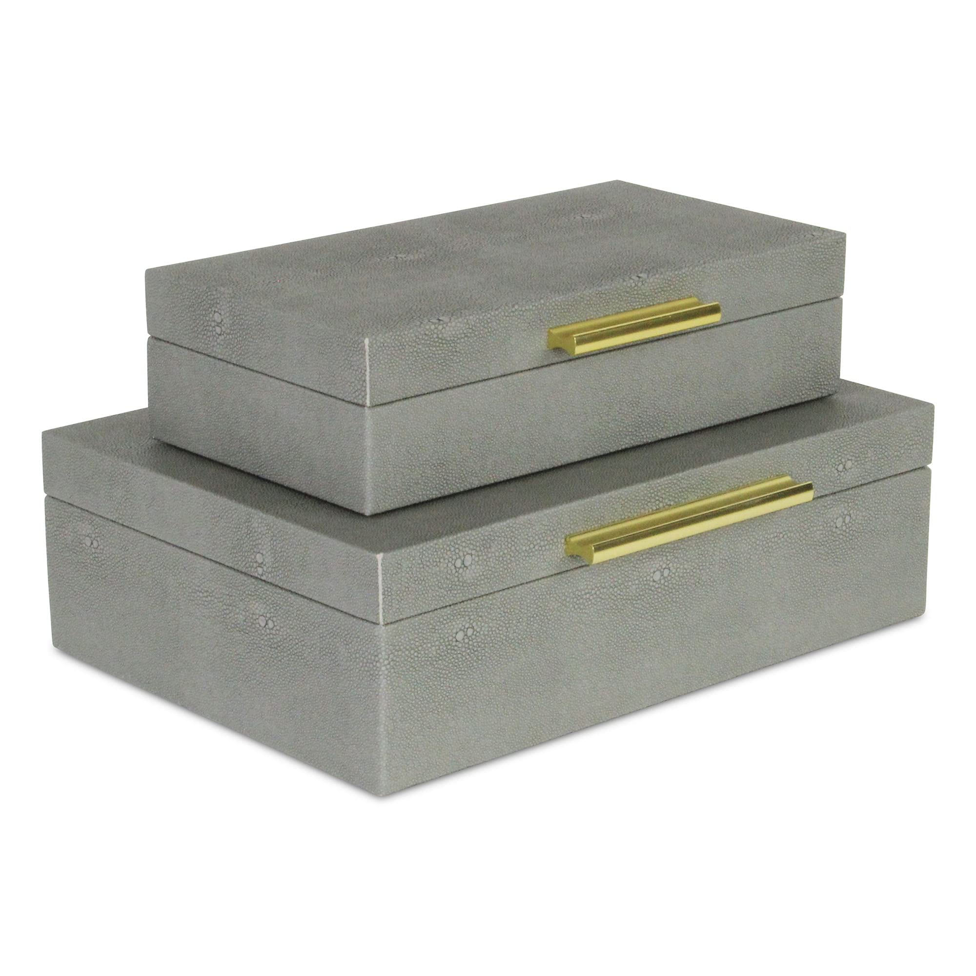 Cheungs Gray Faux Shagreen Rectangular Decorative Box Set (5824-2GR)