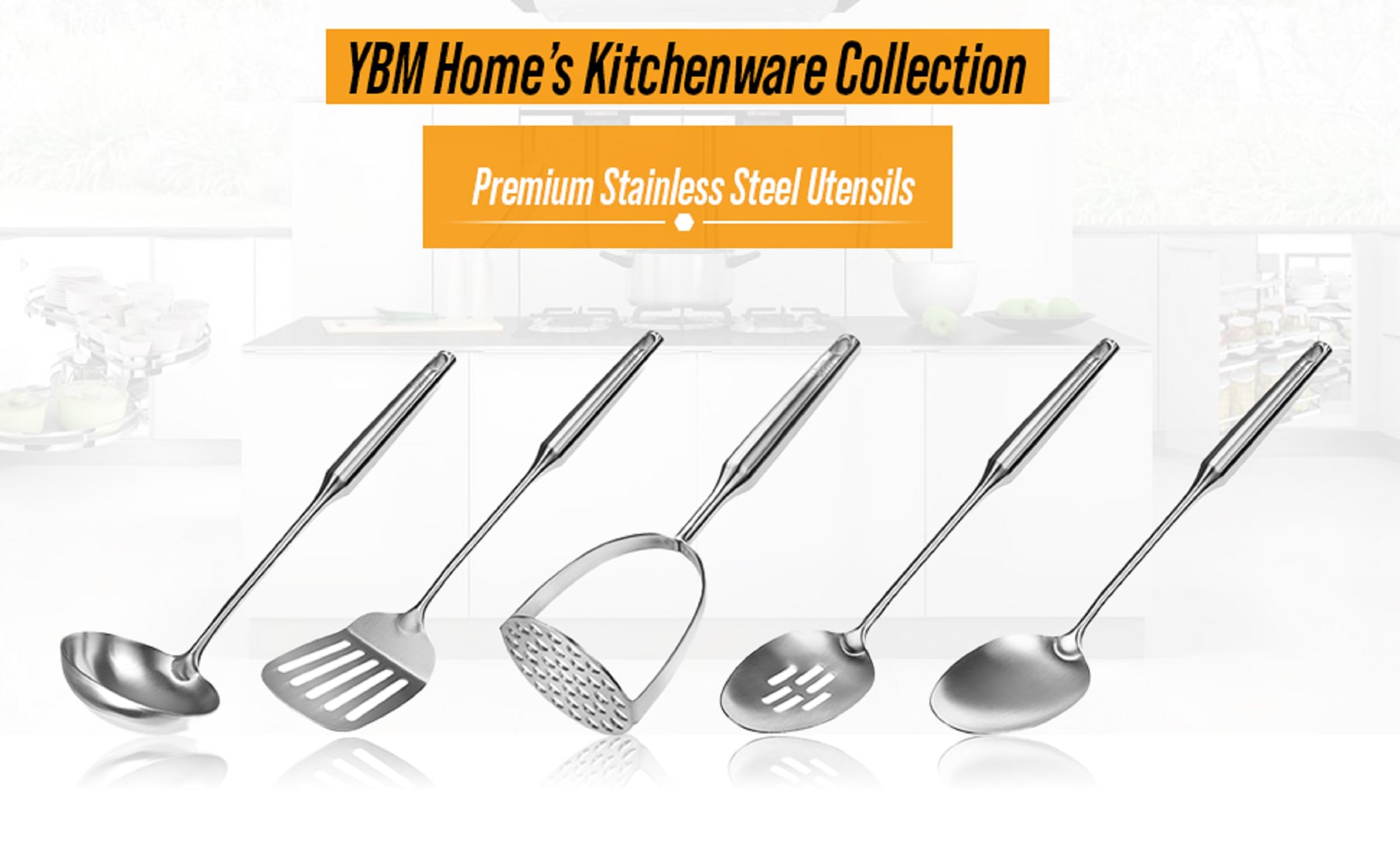 Ybm Home Soup Ladle, Stainless Steel Gravy Soup Spoon With Ergonomic Round Handle, Cooking Spoon For Kitchen, 14'' - 2410-1