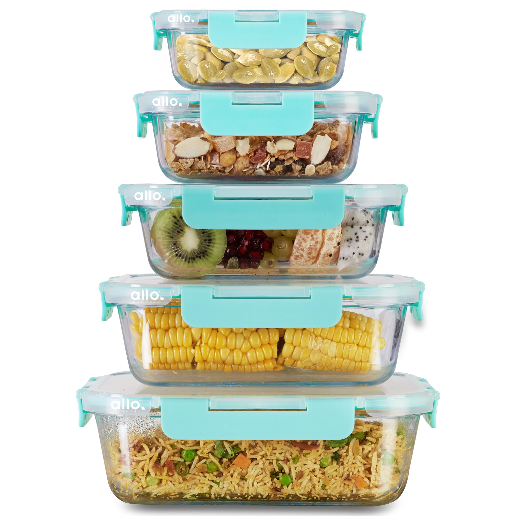 Allo Foodsafe Glass Containers With Lids, Microwave Safe Containers,Borosilicate Meal Prep Glass Food Storage Container For Kitc