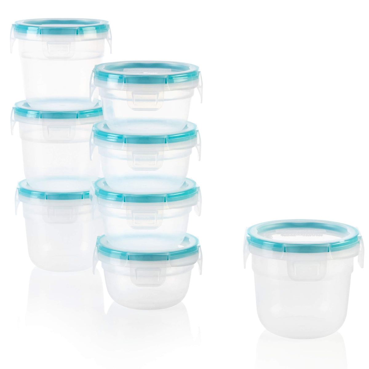 Snapware Meal Prep And Glass Food Storage Container Set, 16 Piece Kit, 4 2-Cup & Four 1-Cup Round Containers With Lids, Microwav