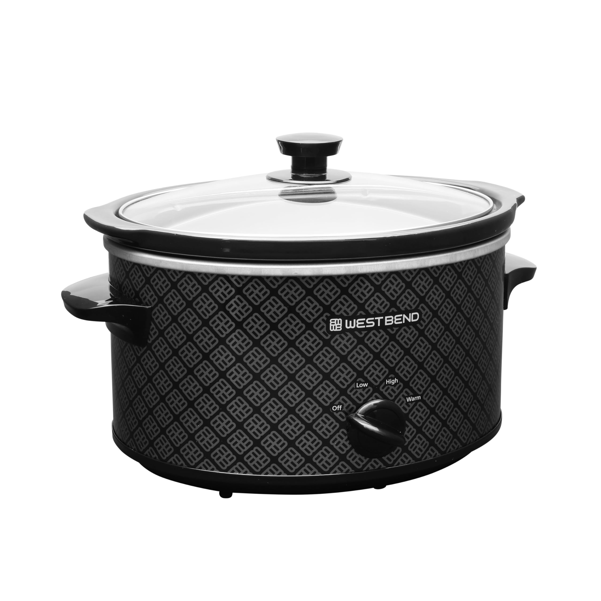 West Bend Slow Cooker 4-Quart Manual Crockery Style With Dishwasher Safe Oval Ceramic Crockpot And Glass Lid Two Temperature Set