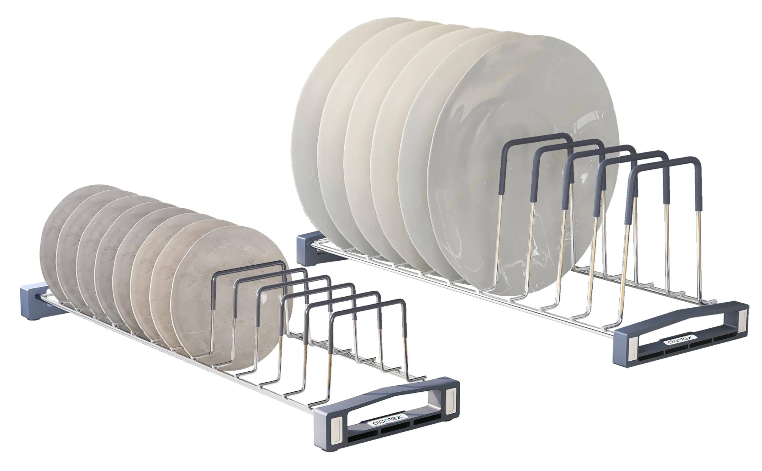 Plantex Stainless Steel Plate Rack/Thali Stand/Tandem Box Plate Stand/Dish Racks/Plate Holder for Modular Kitchen Set of 2 (Chr