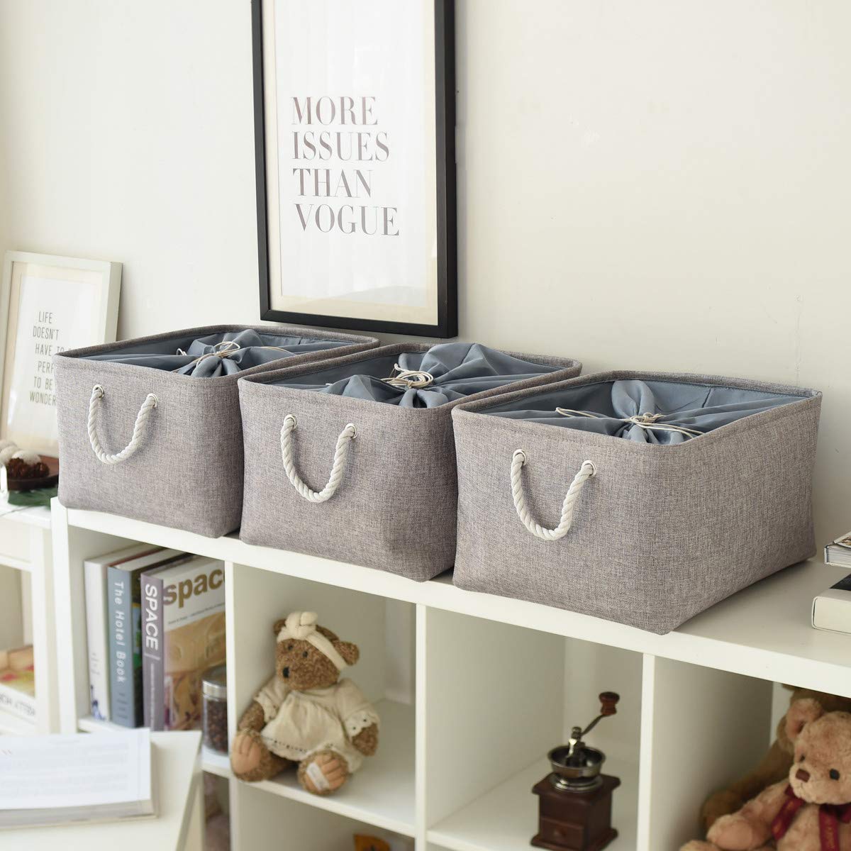 Thewarmhome Fabric Storage Bins Baskets For Organizing, Large Sturdy Storage Basket W/Handles, Decorative Foldable Storage Baske