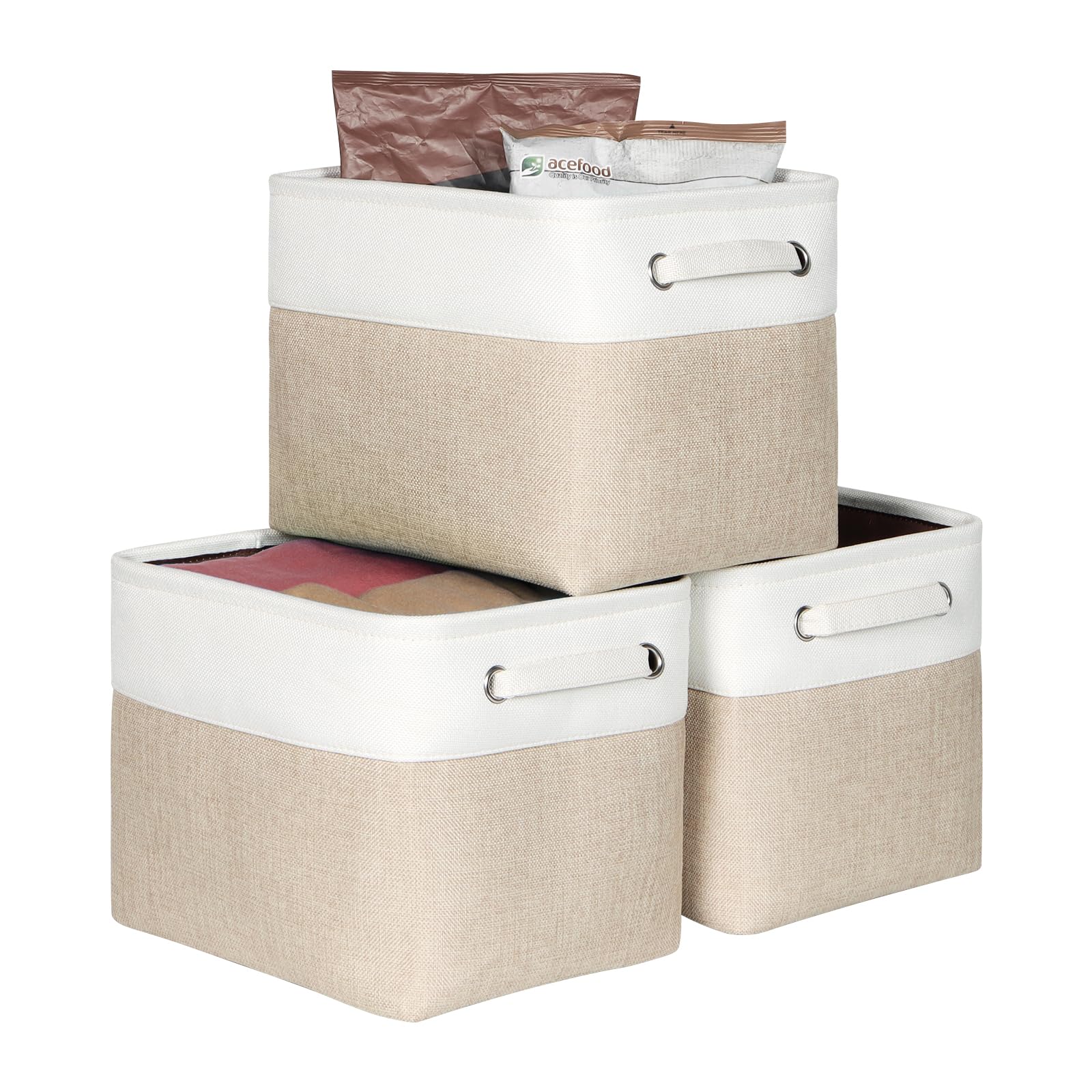 Kntiwiwo Fabric Foldable Storage Bin 12'' X 10'' X 9.5'' Storage Baskets Cube Storage Organizer With Dual Carry Handles For Home