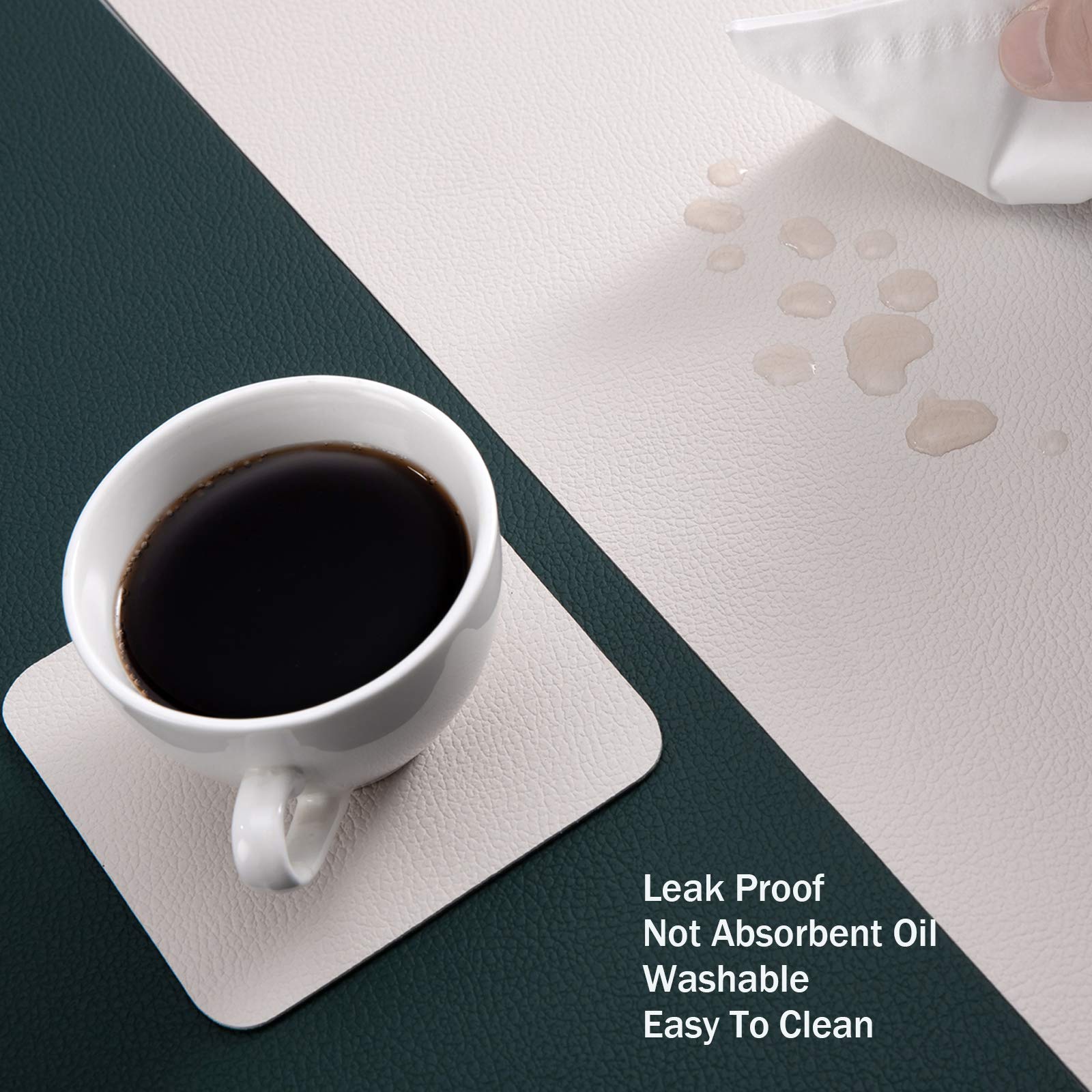 Myir Jun Placemats And Coasters, Placemats Set Of 6 Faux Leather Placemats And Coasters Dual Sided Table Mats Stain Resistant Pl