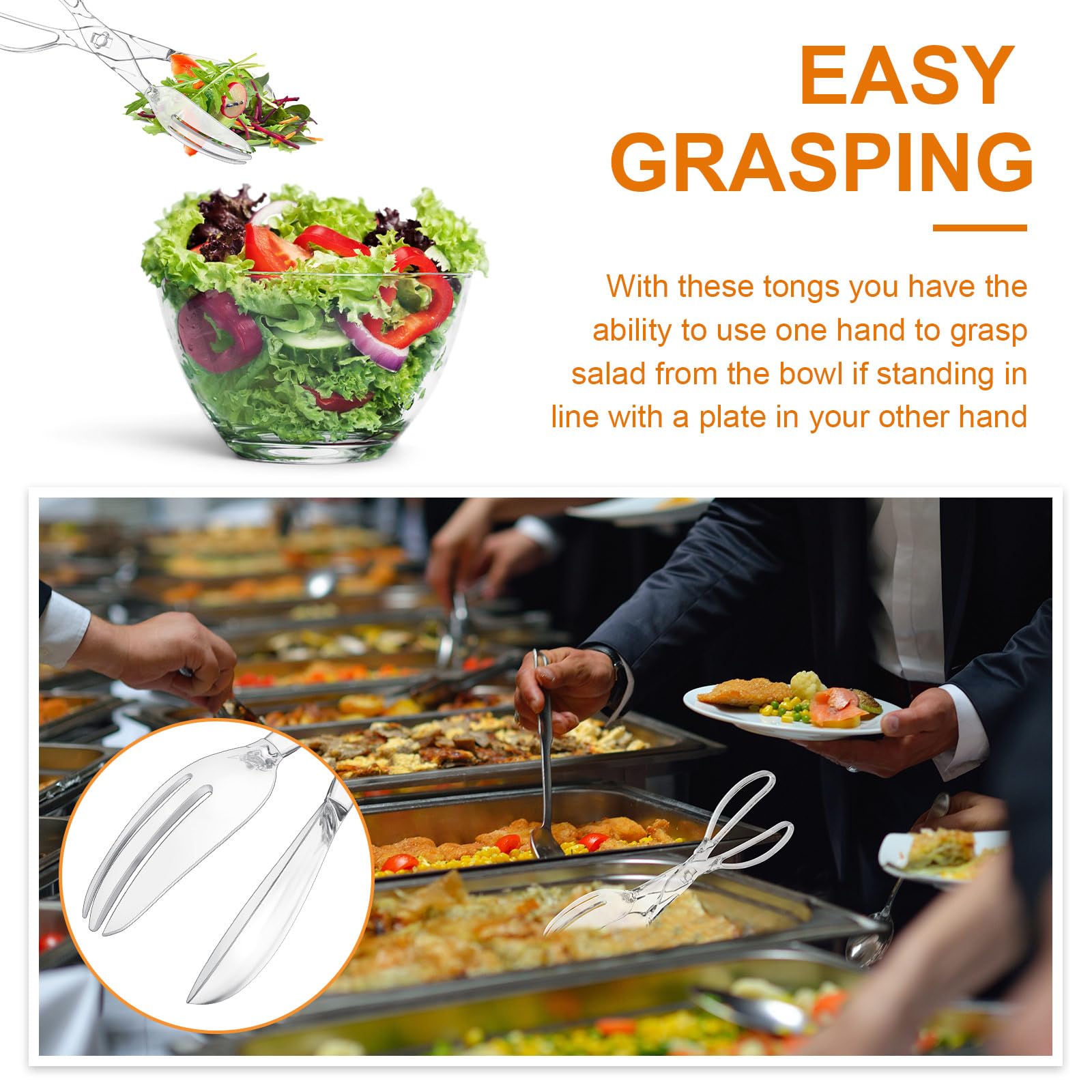 Lanties 18 Pack Plastic Serving Utensils 9'' Clear Disposable Utensils Set Includes 6 Pcs Serving Spoons 6 Pcs Serving Forks 6Pc