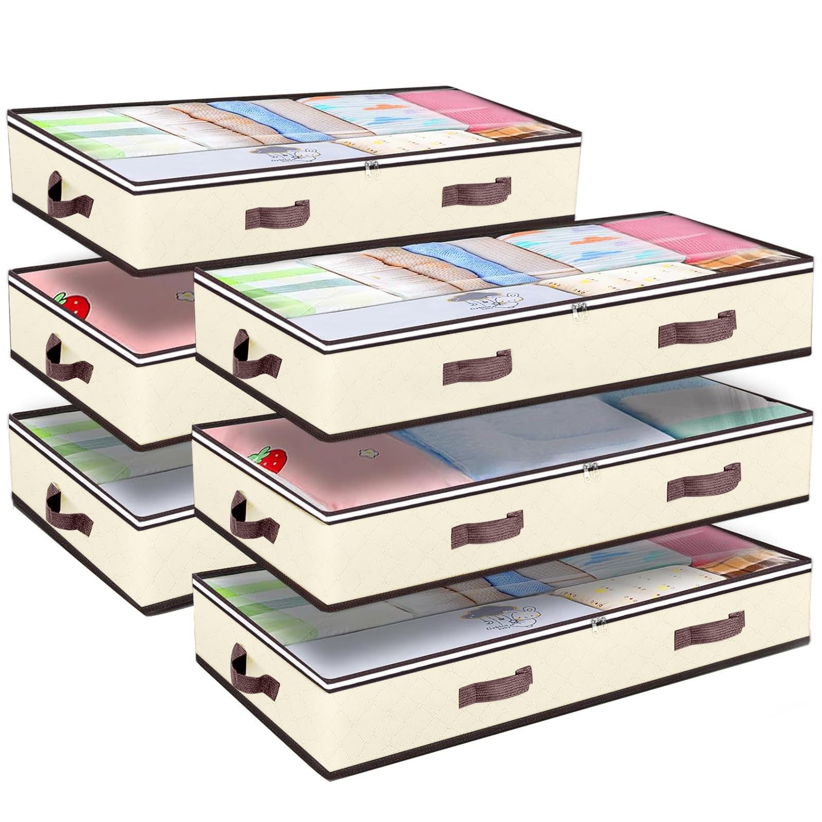 Budding Joy 6 Pack 90L Under bed Storage Containers Organizer Large Capacity Underbed Clothes Storage Bins Organization and Stor