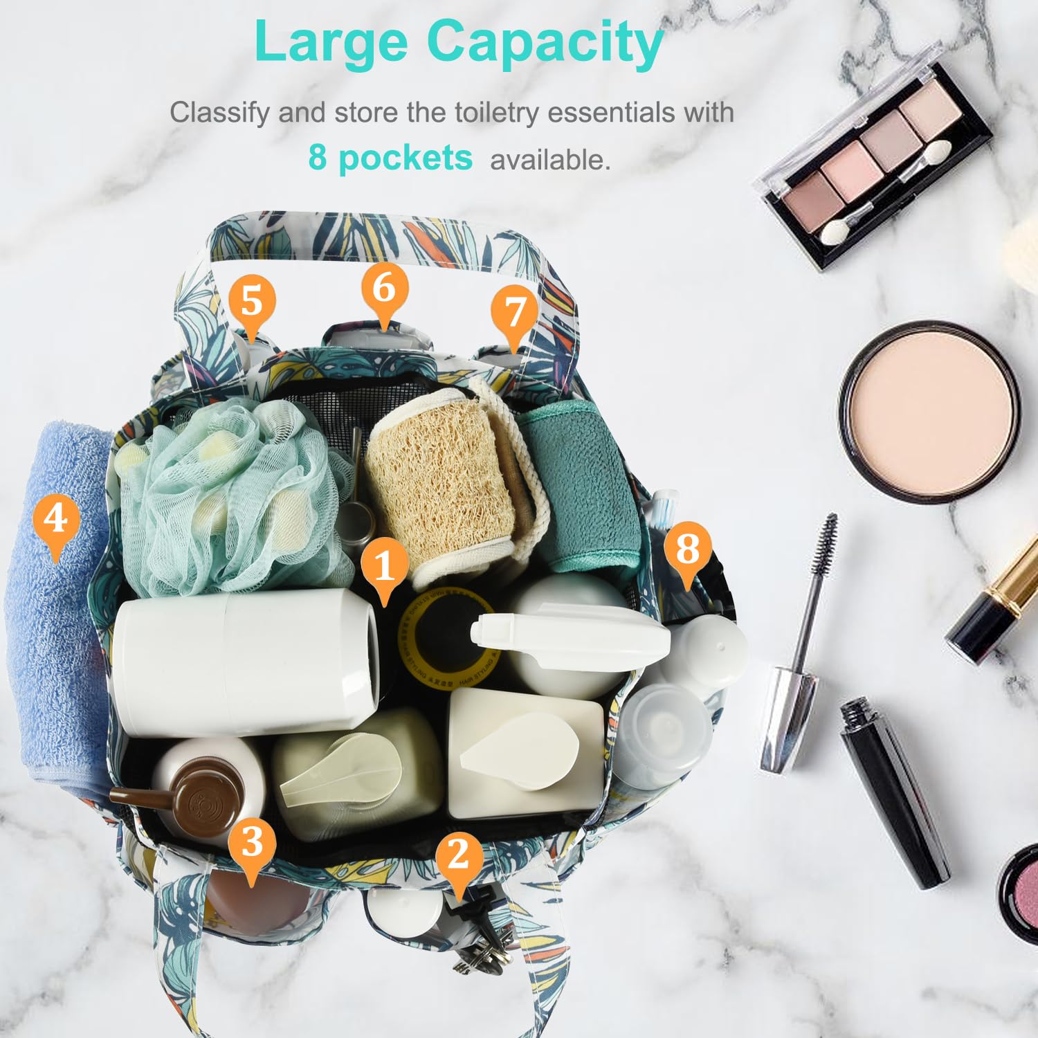 Haundry Mesh Shower Caddy Tote Bag, Shower Basket Organizer With Key Hook For College Dorm Bathroom Camp Gym, Portable Caddy Bag
