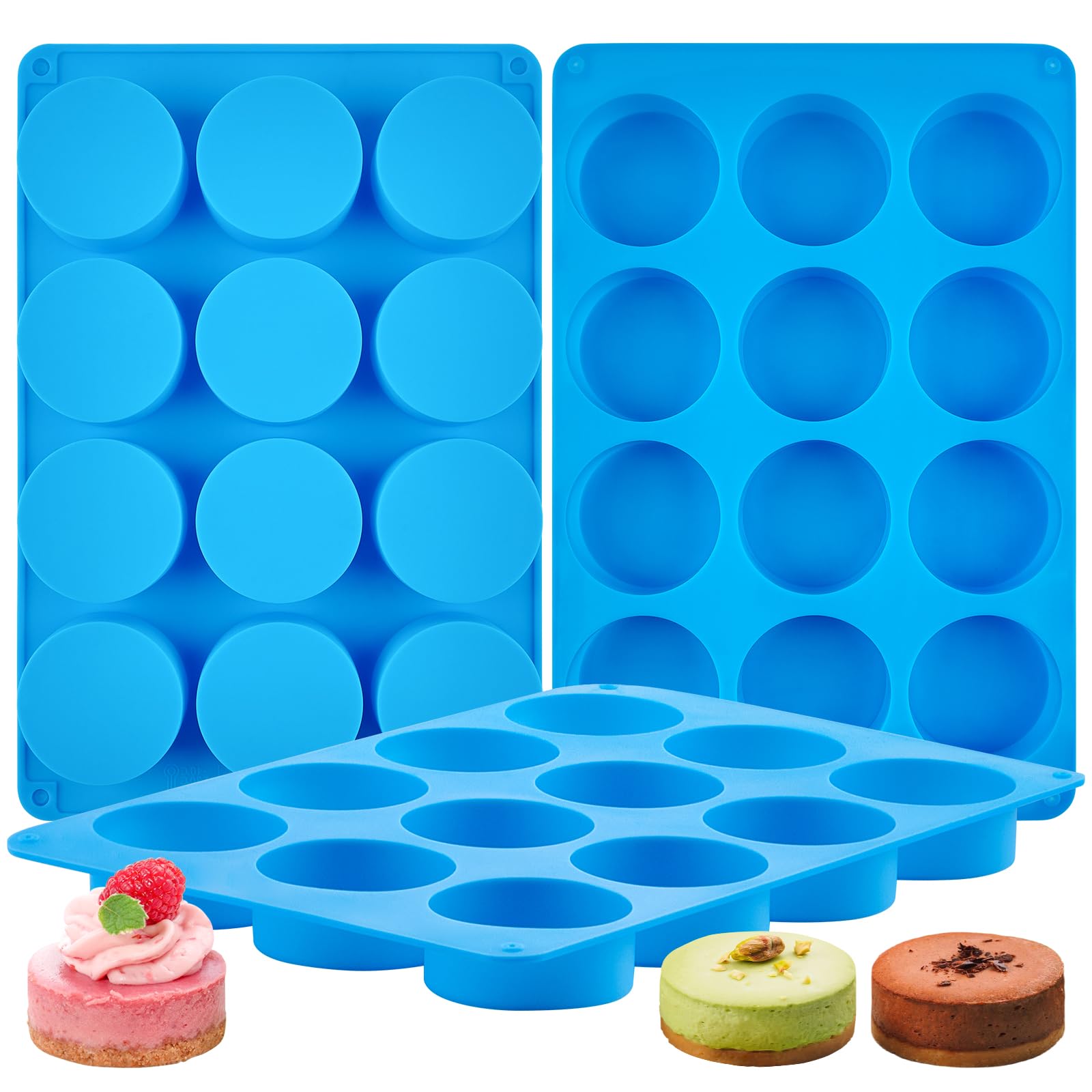 Cluewr 12 Cavity Chocolate Cookie Molds, Non-Stick Silicone Chocolate Covered Oreo Molds Muffin Pans For Mini Cake, Candy, Brown