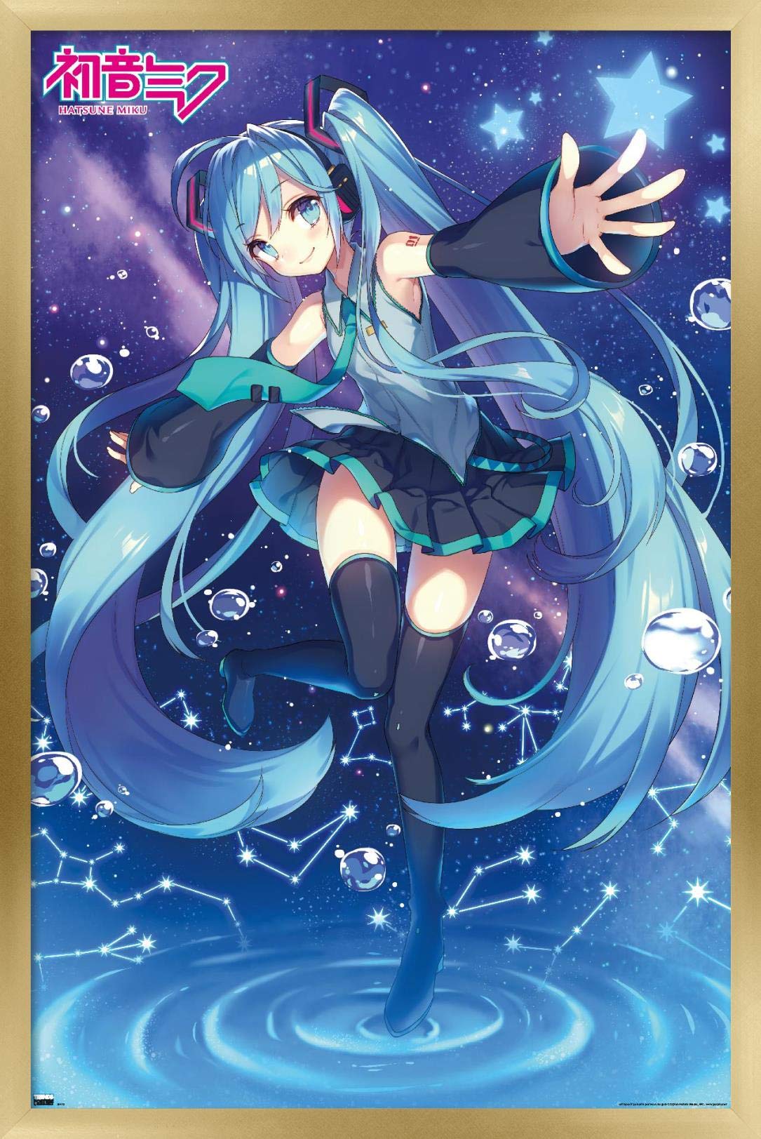 Trends International Hatsune Miku - Stars Wall Poster, 14.72'' X 22.37'', Gold Framed Version