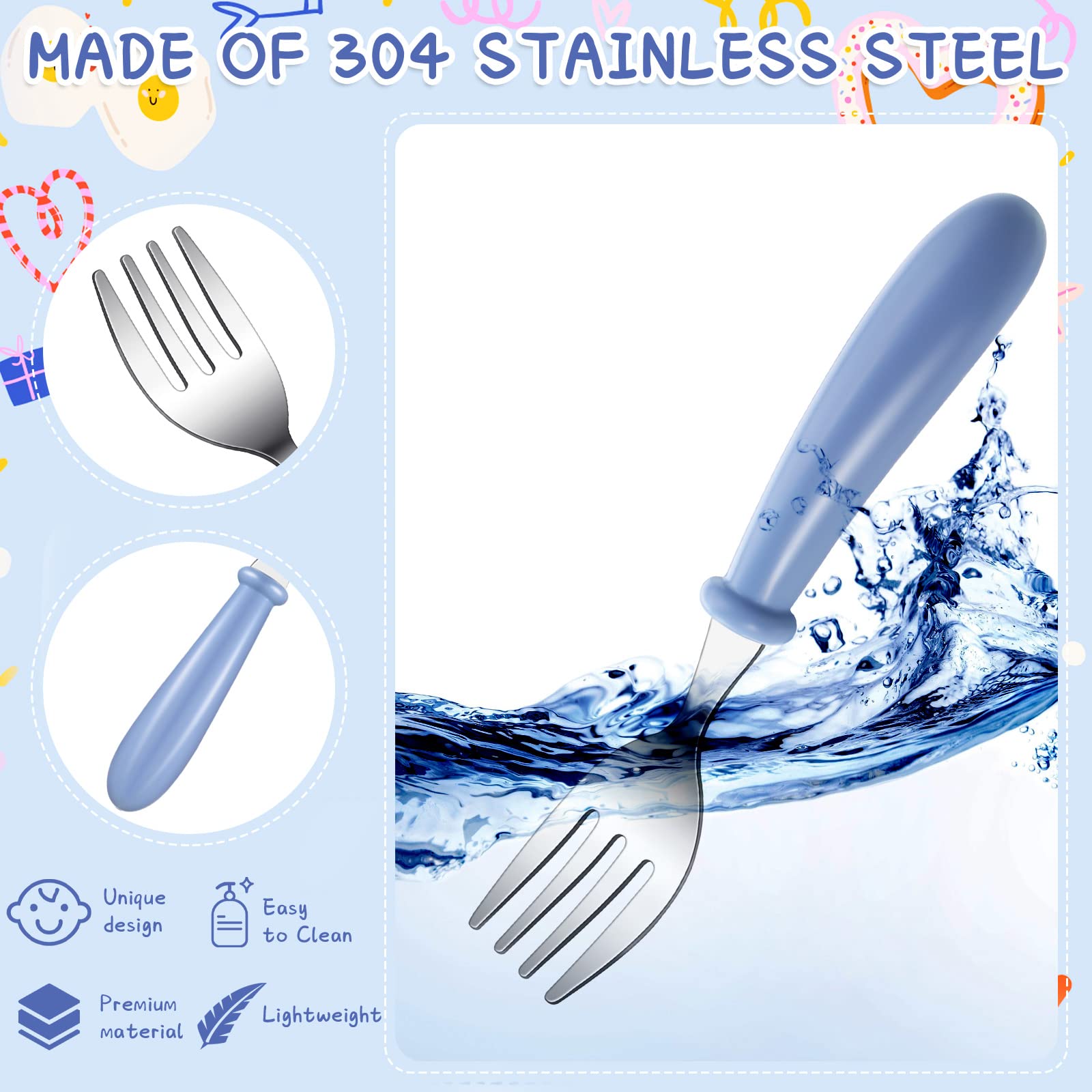 9 Pieces Stainless Steel Toddler Forks, Baby Forks, Kids Forks, for Self Feeding Metal Forks Boys Girls Small Training Forks for