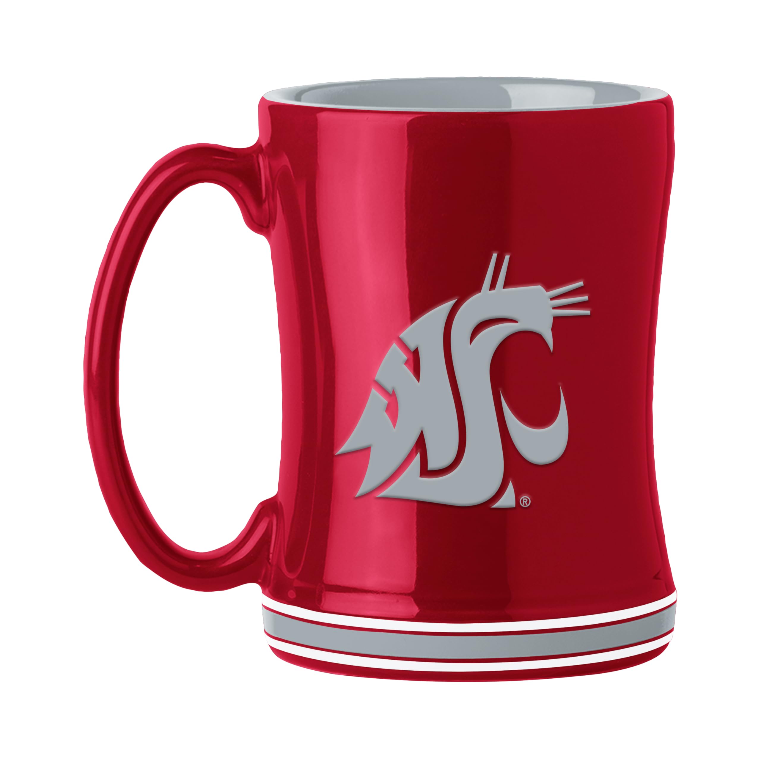 Logo Brands NCAA Washington State Cougars 14 oz Relief Coffee Mug - Officially Licensed Mug, Sculpted 3D Logo and Team Colors - 