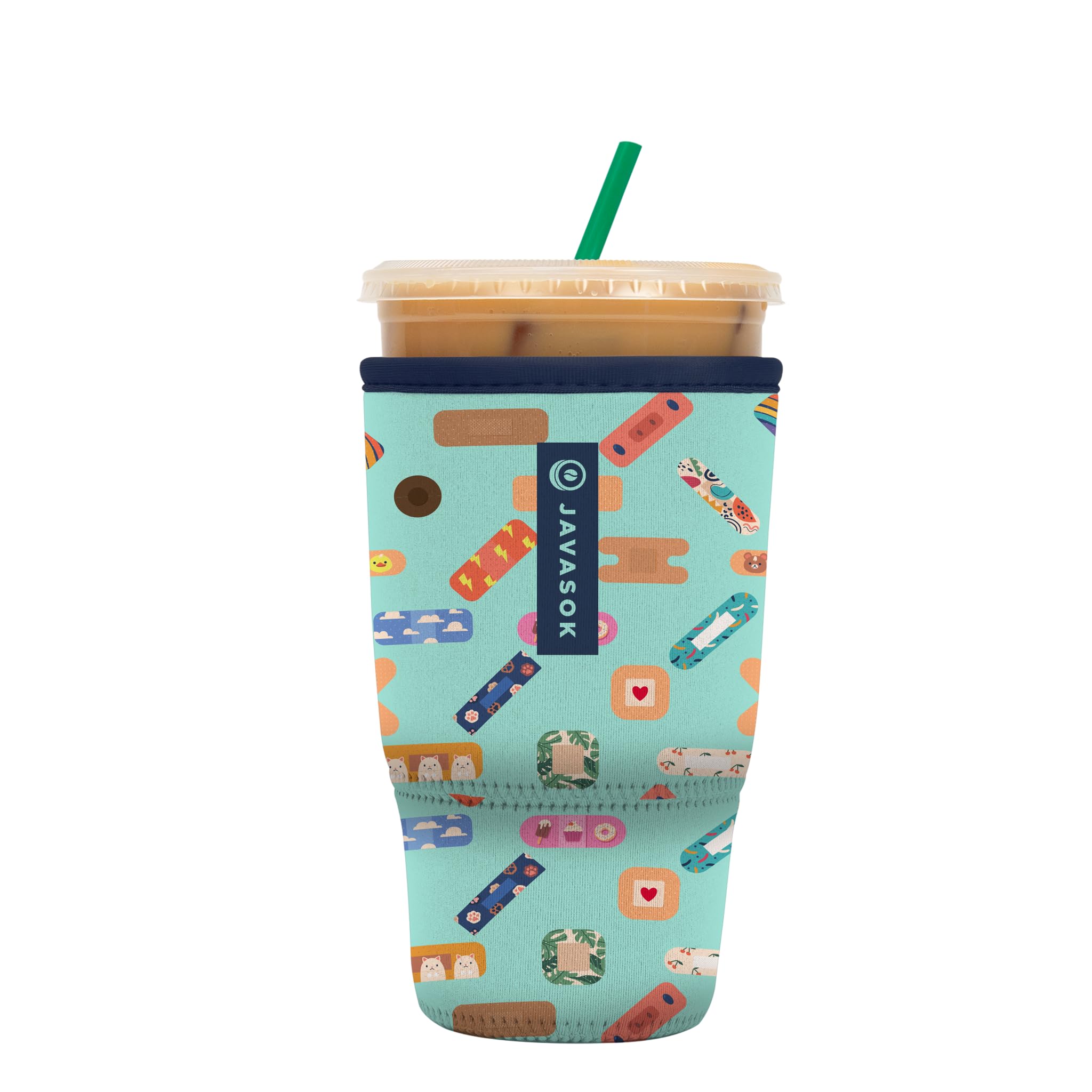 Sok It Java Sok Iced Coffee & Cold Soda Insulated Neoprene Cup Sleeve (Happy Healers, Large: 30-32oz)