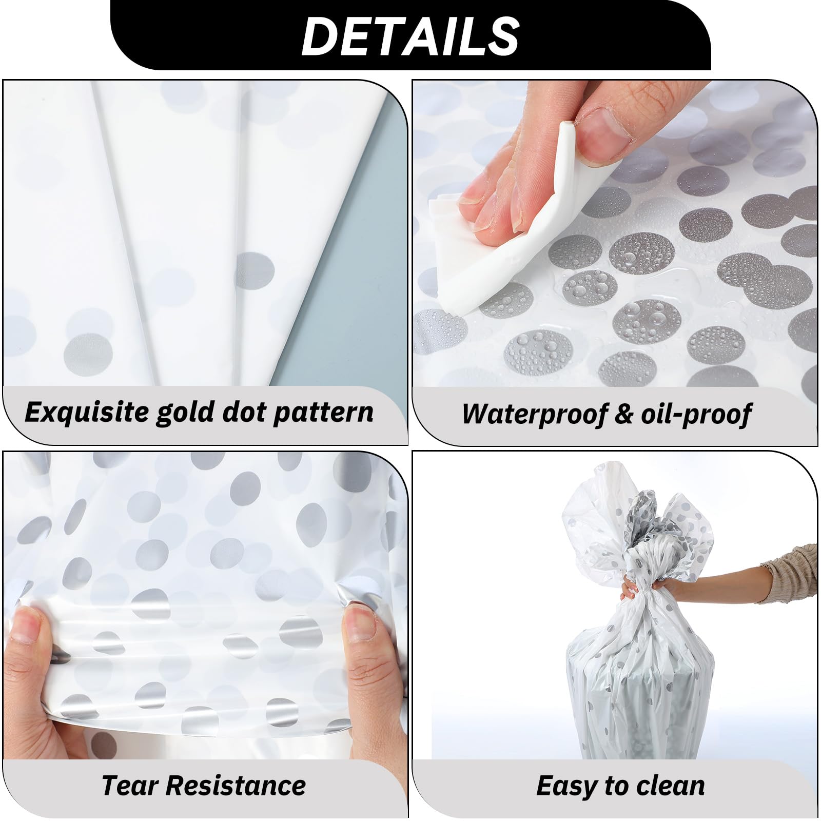 Newwiee 3 Pcs Round Dot Tablecloth 84 Inch Plastic Table Cover Confetti Tablecloths for Christmas New Year Wedding Bridal Shower