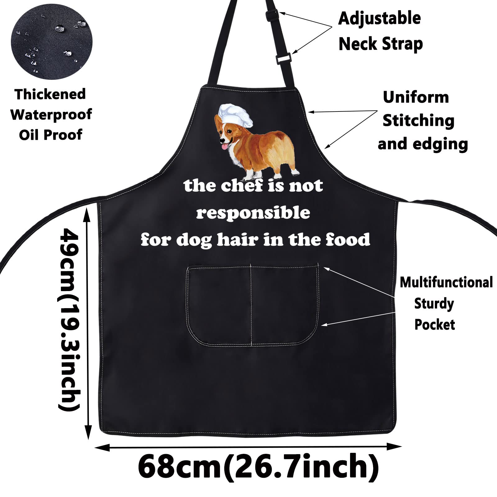 Bwwktop Corgi Kitchen Apron Corgi Cooking Apron Corgi Lover Gifts The Chef Is Not Responsible For Dog Hair Corgi Mom Dad (Corgi