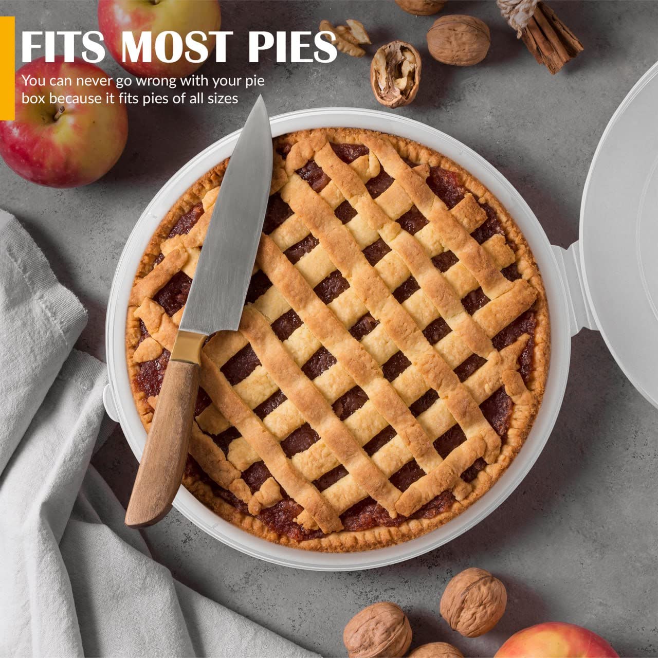 Mission Gallery Plastic Pie Carrier With Lid - Airtight Cover, Bpa Free Container For Pies And Pastry Products - Round Keeper Ke