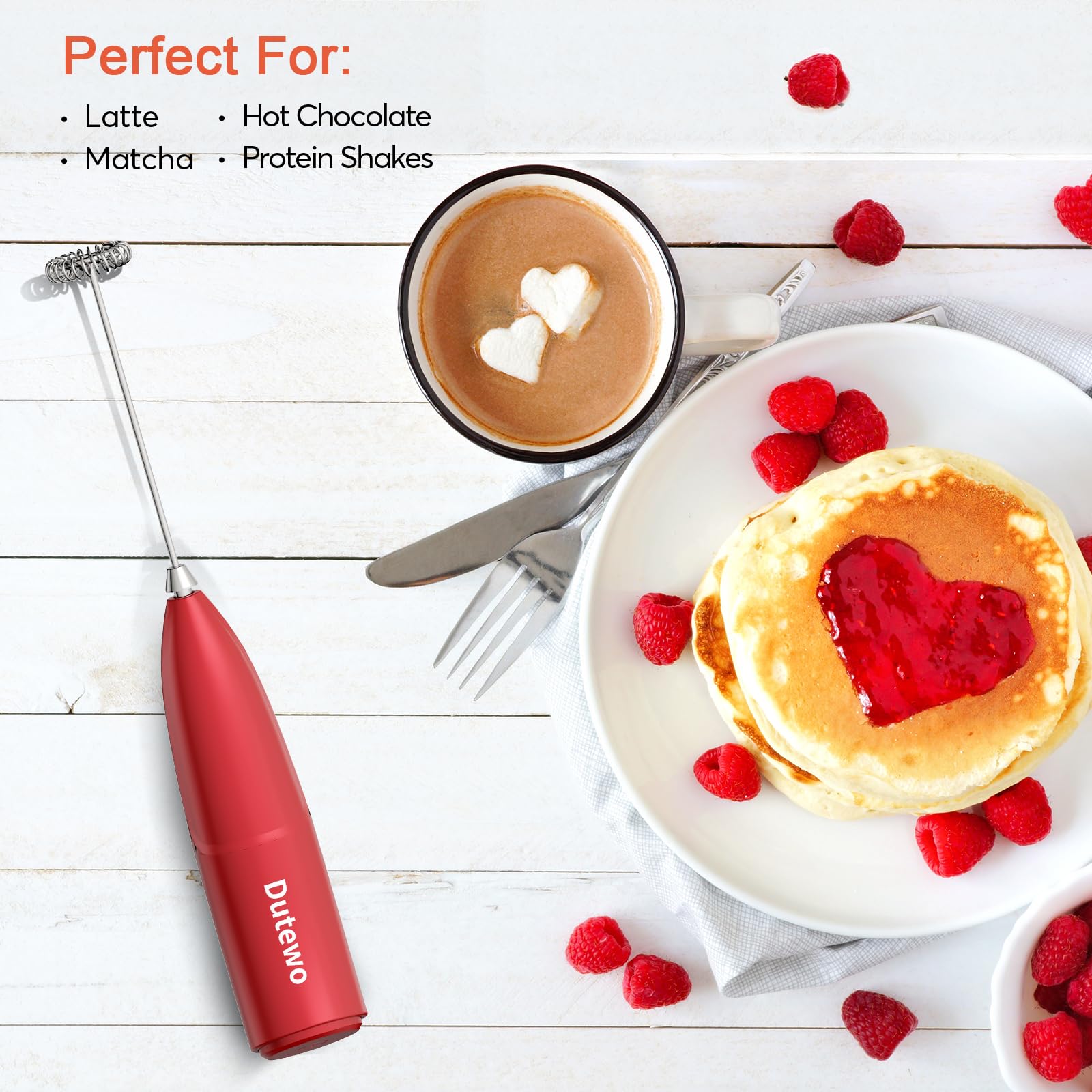Hand Mixer Milk Frother For Coffee - Dutewo Frother Handheld Foam Maker For Lattes, Electric Whisk Drink Mixer Mini Foamer For C