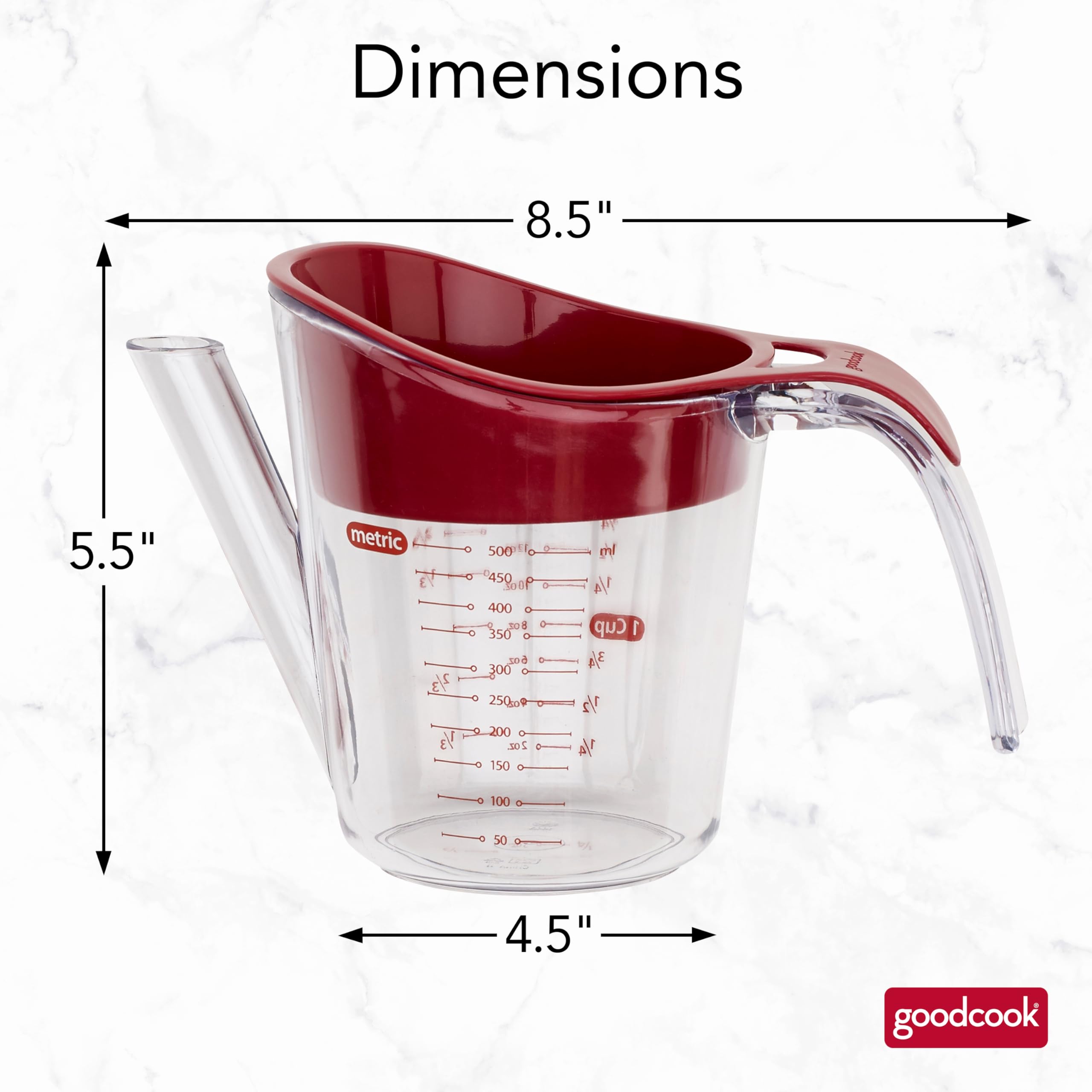Goodcook Everyday Fat Separator For Cooking, 2-Cup Heat-Resistant Separator With Pour Spout, Bottom Release Fat Separator For Bb