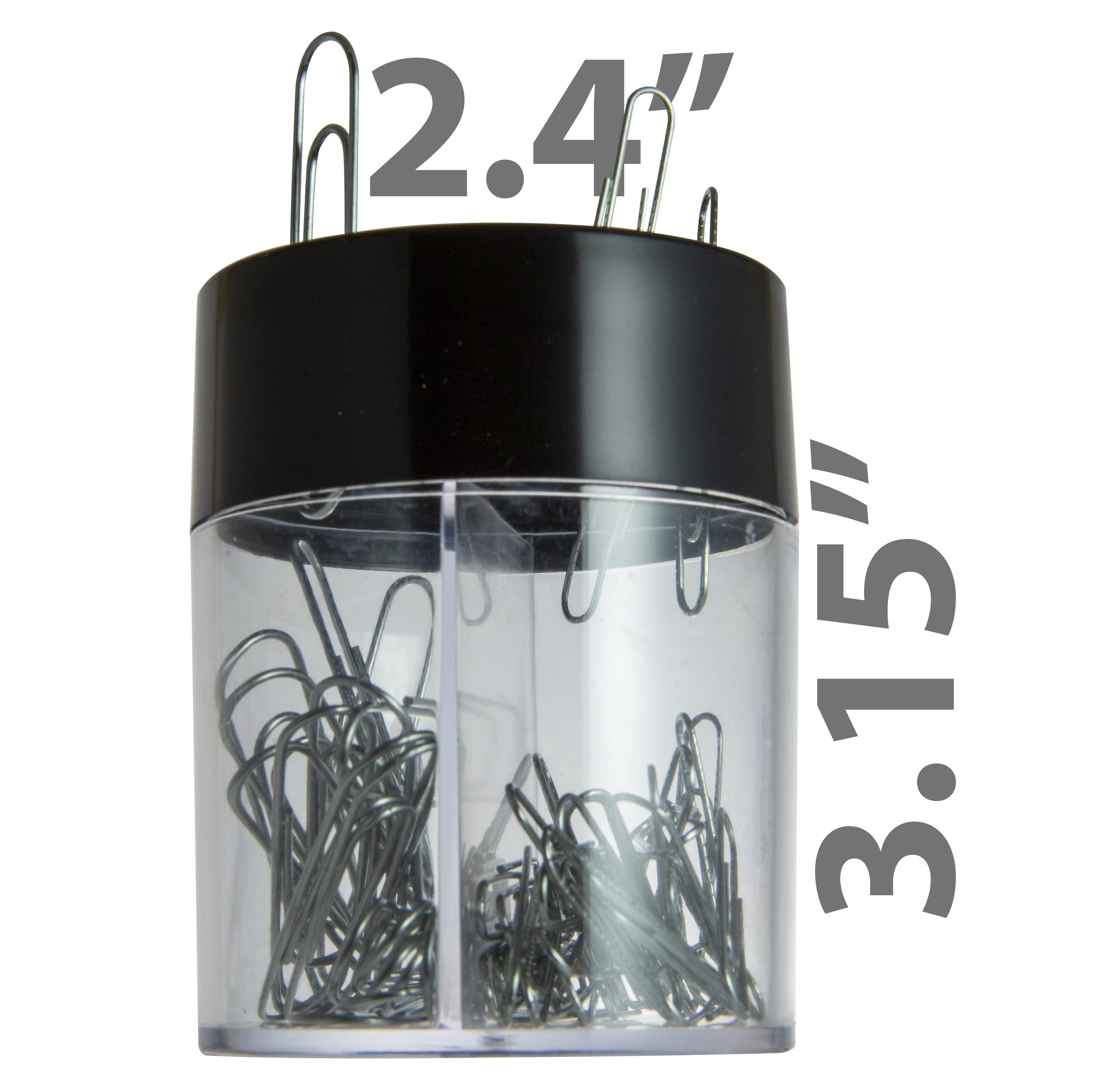 Officemate Magnetic Clip Dispenser, Large/Round, 200 Clip Capacity, Black/Smoke (93692)