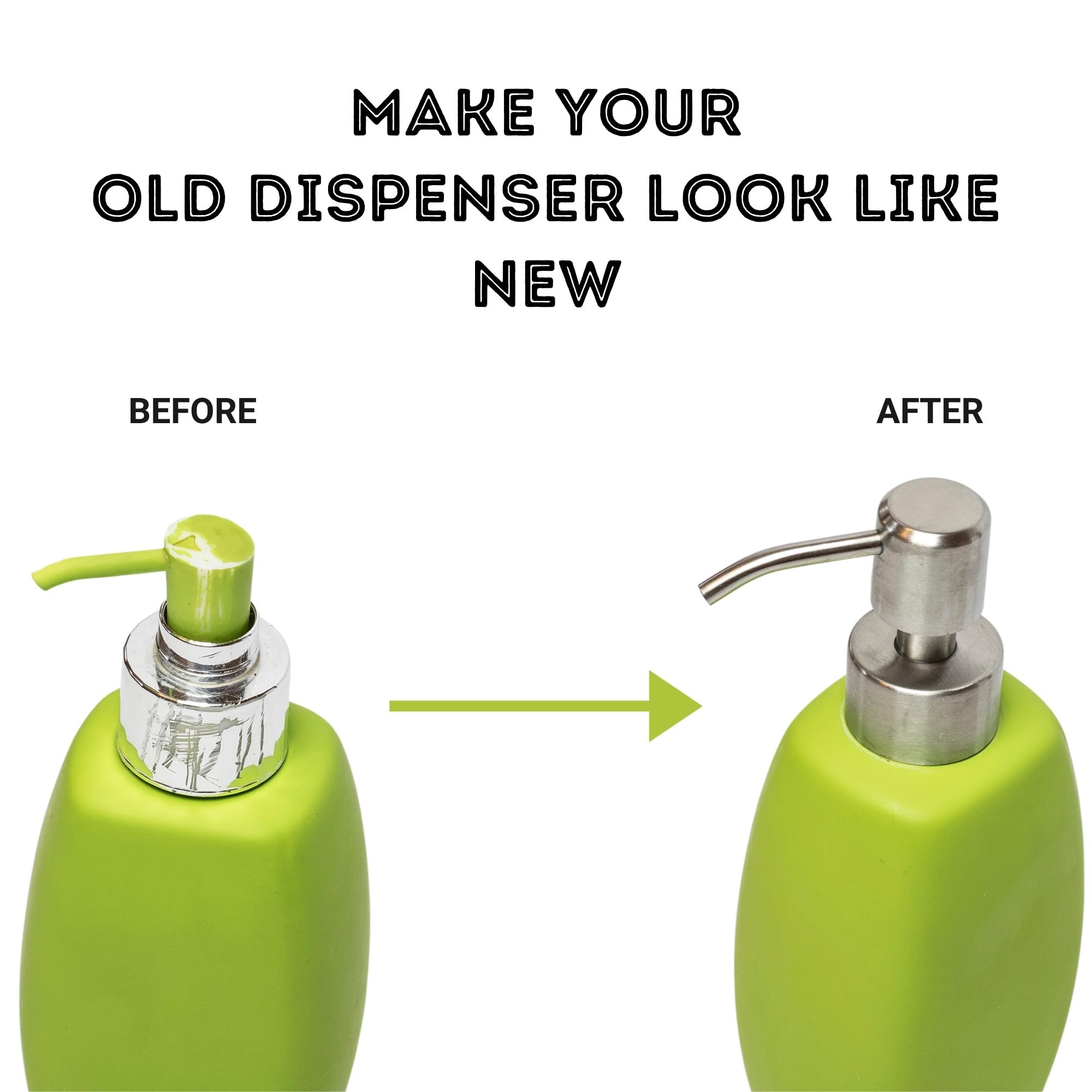Kapitan Soap Dispenser Pump Head Replacement Spare for Standard 28400 (26 mm - 28mm  102 in-110 in) Neck Size  Stainless Steel Brushed Finish