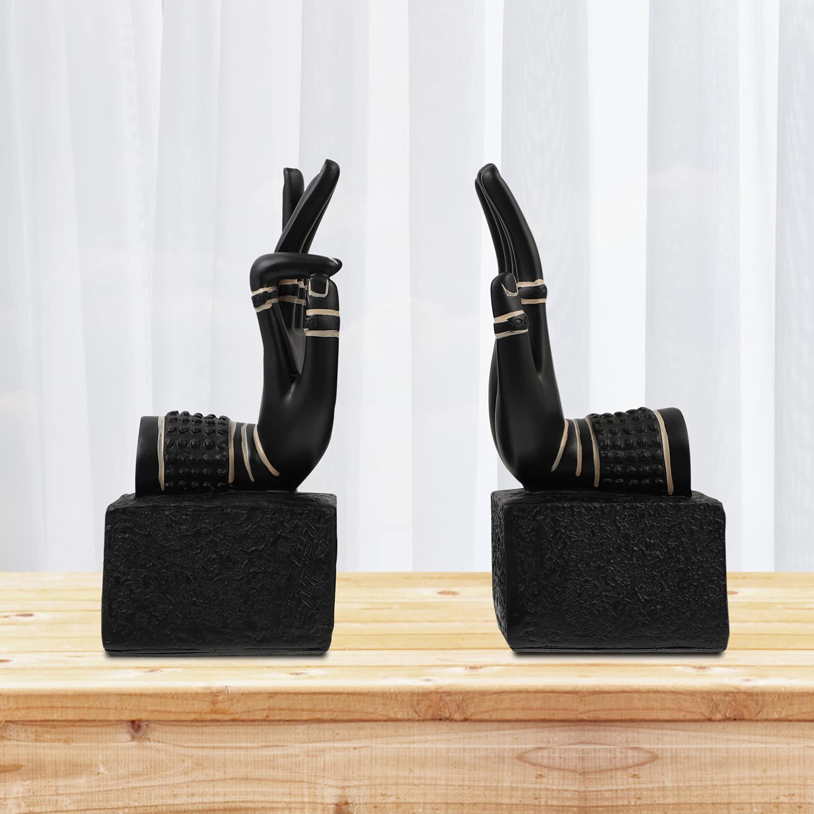 Heavy Bookends 1 Pair Buddha Hand Bookends Decorative Bookends Book Ends Supports Nonskid Book Holders Shelves Organizer for Hom