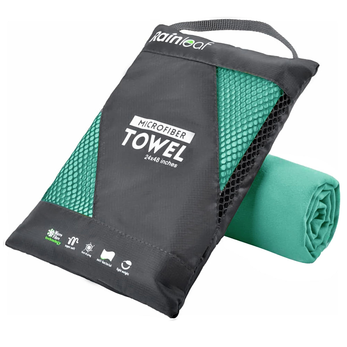 Rainleaf Microfiber Towel Perfect Travel & Gym & Camping Towel. Quick Dry - Super Absorbent - Ultra Compact - Lightweight. Suita