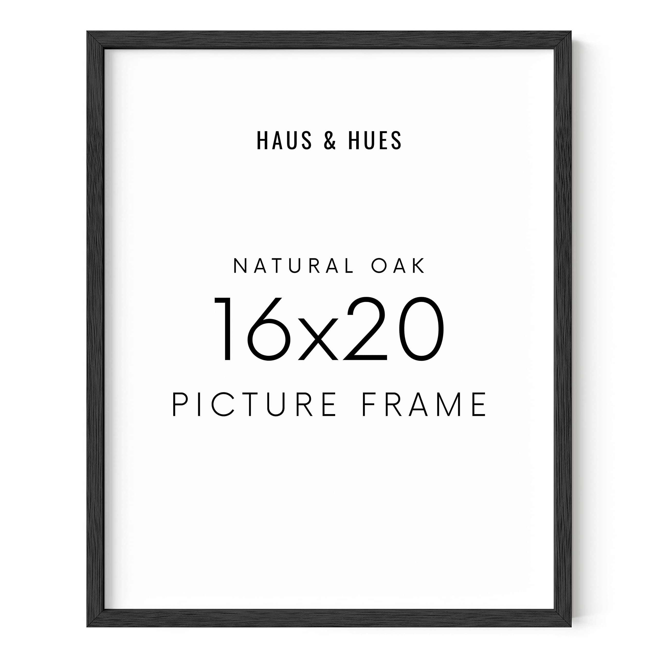 Haus And Hues 16X20 Black Oak Wood Frames Set Of 1 - 16X20 Picture Frames For Wall, 16X20 Black Picture Frame, Poster Frame 16X2