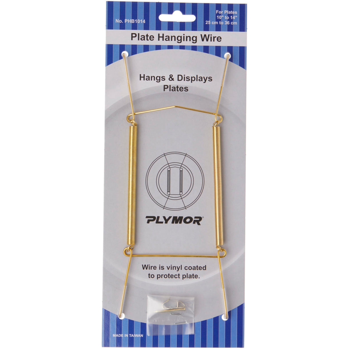 Plymor Shiny Gold Finish Wall Mountable Plate Hanger, 8'' H X 3'' W X 0.5'' D (For Plates 10'' - 14''), Pack Of 2