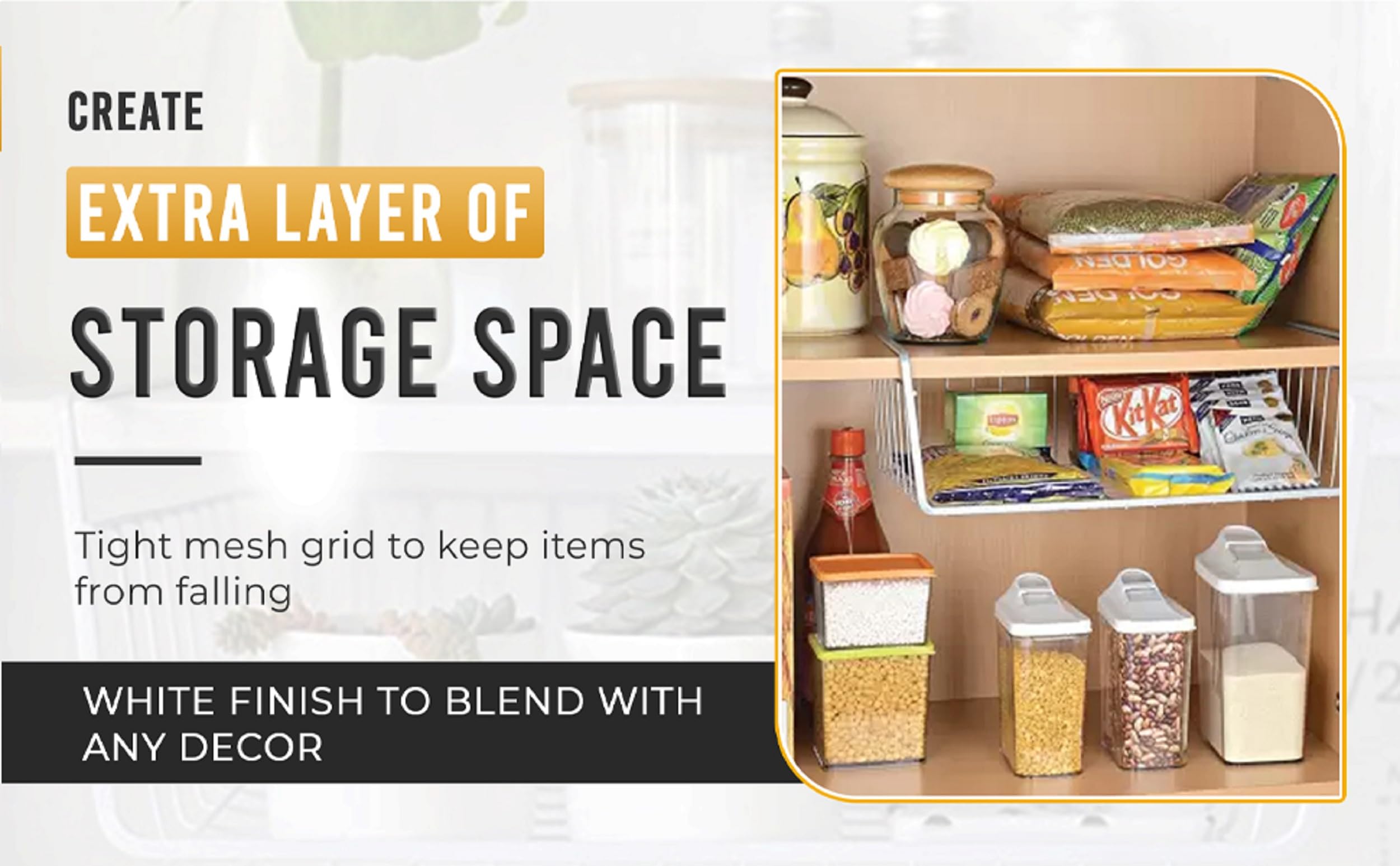 Ybm Home Under Shelf Wire Basket Storage Organizer For Kitchen Pantry - Hanging Storage Cabinet Organizer Rack Adds Extra Storag