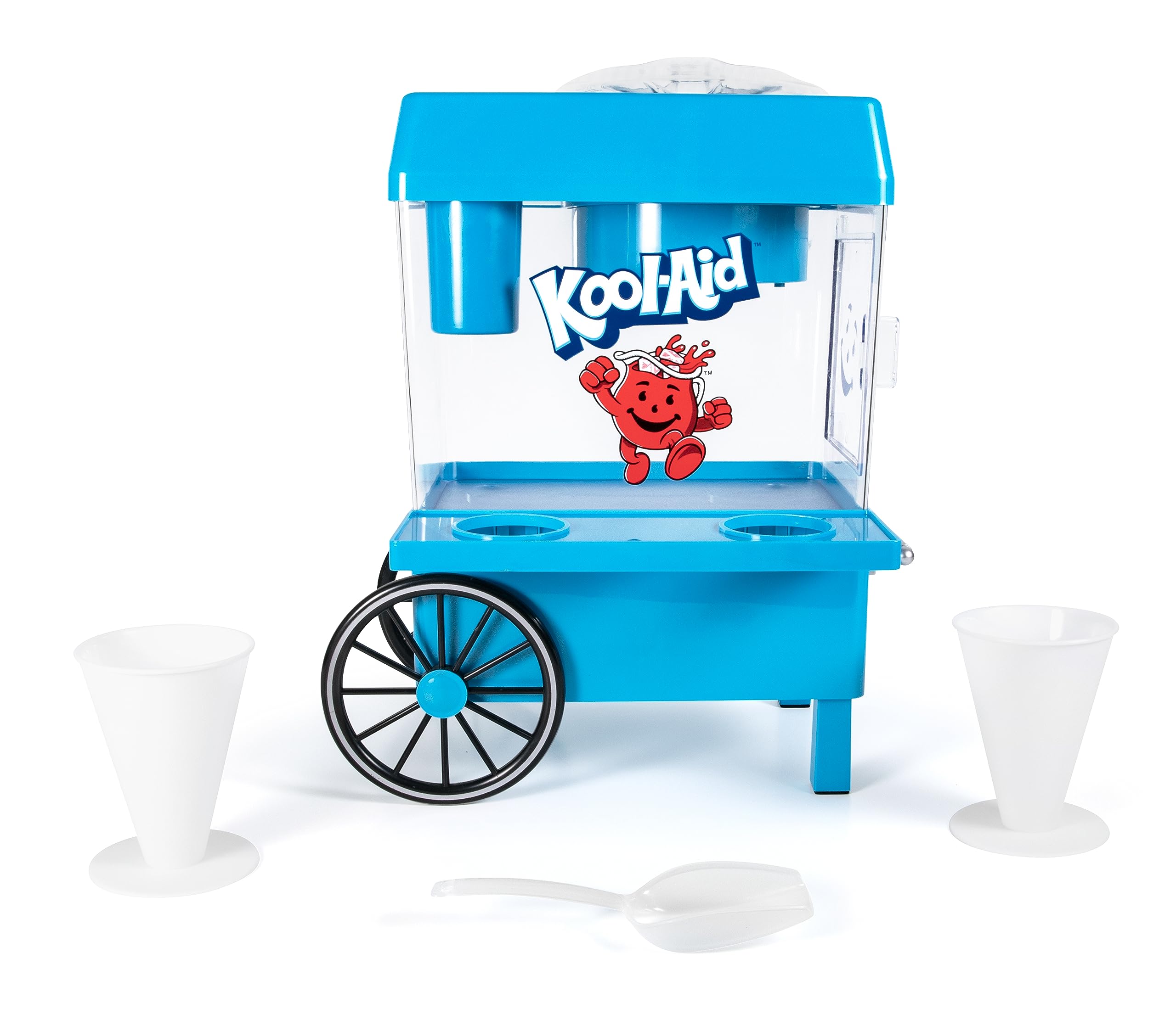 Nostalgia Kool-Aid Snow Cone Shaved Ice Machine - Retro Table-Top Slushie Machine Makes 20 Icy Treats - Includes 2 Reusable Plas